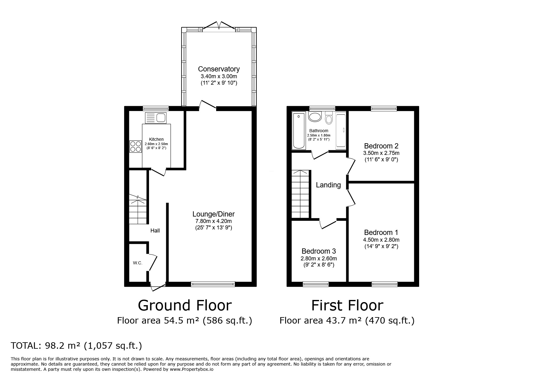 Floorplan of 3 bedroom Mid Terrace House for sale, Church Road, West Kingsdown, Kent, TN15