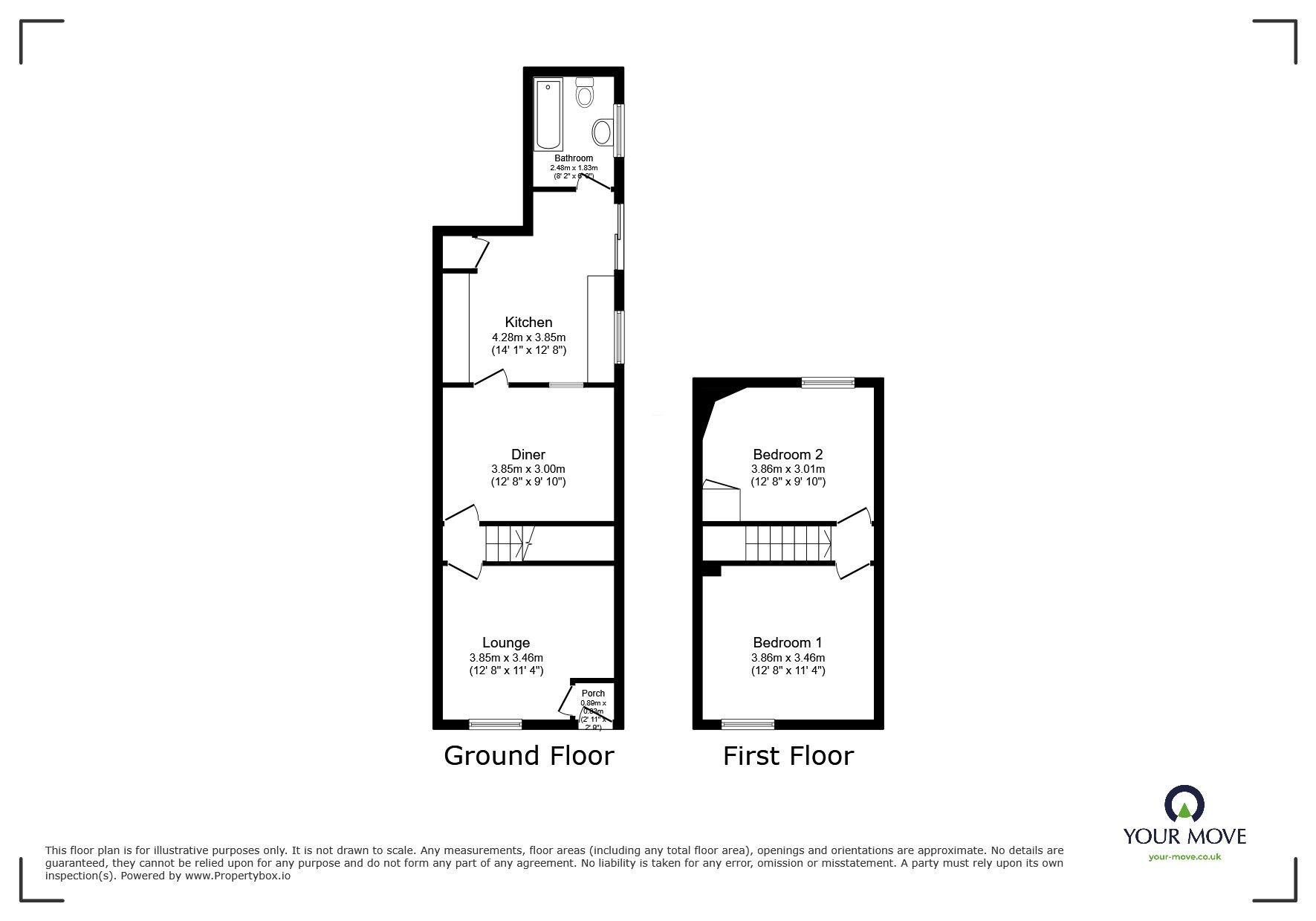 Floorplan of 2 bedroom End Terrace House for sale, Princes Road, Hextable, Kent, BR8