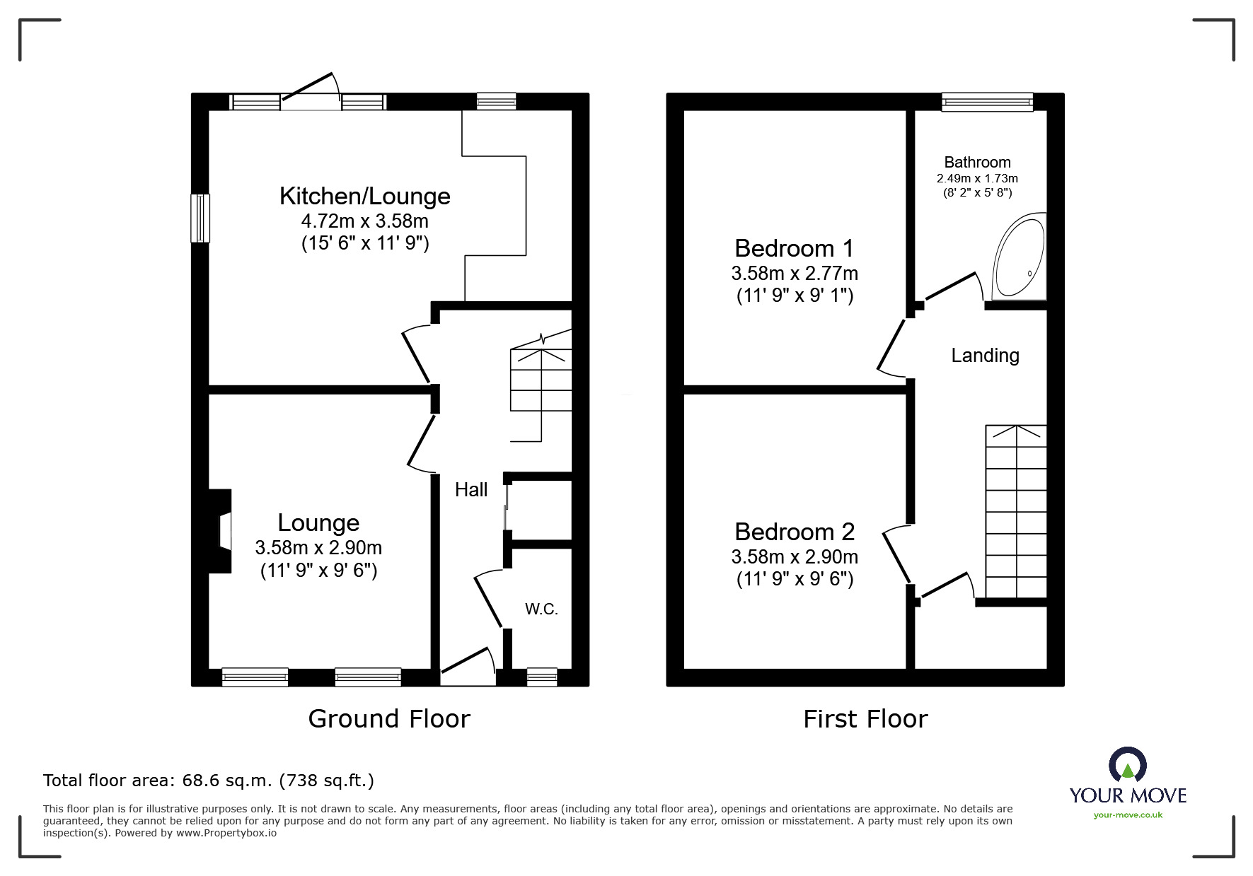Floorplan of 2 bedroom Mid Terrace House for sale, Lullingstone Avenue, Swanley, Kent, BR8