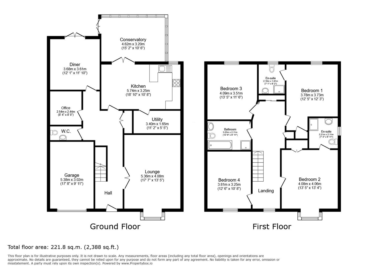 Floorplan of 4 bedroom Detached House for sale, Herbert Road, Hextable, Kent, BR8