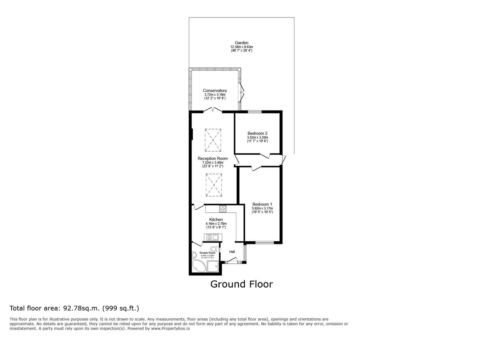 Floorplan of 2 bedroom Semi Detached Bungalow for sale, Old Maidstone Road, Sidcup, DA14