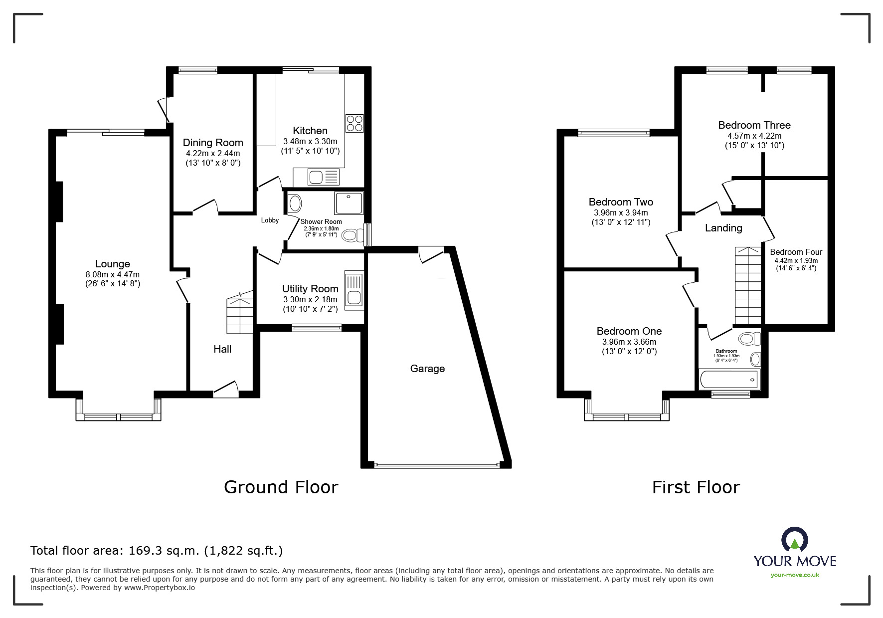 Floorplan of 4 bedroom Detached House for sale, Lower Road, Hextable, Kent, BR8