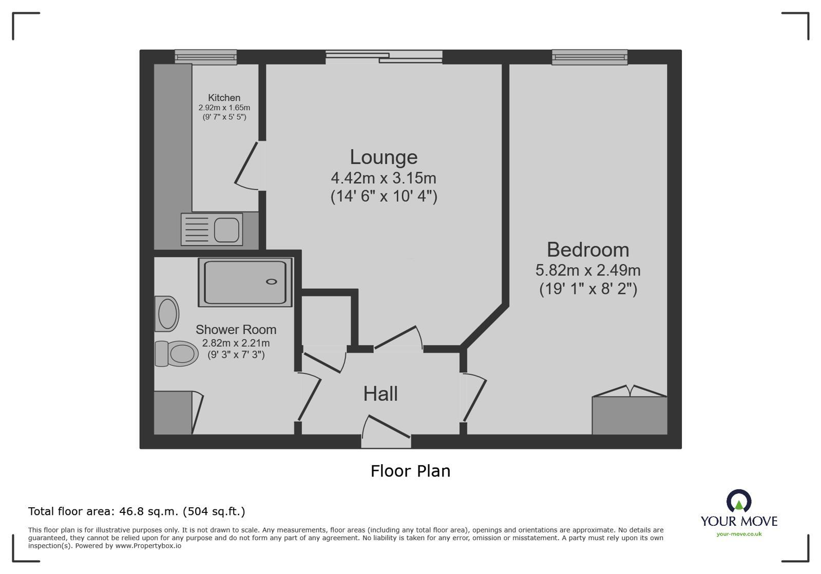 Floorplan of 1 bedroom Flat for sale, Inglewood, The Spinney, Kent, BR8