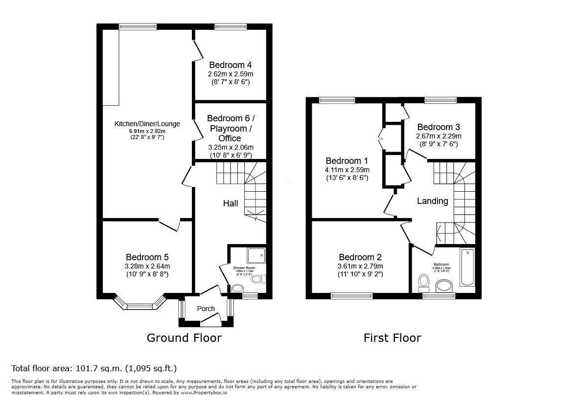 Floorplan of 5 bedroom End Terrace House to rent, Northview, Swanley, Kent, BR8