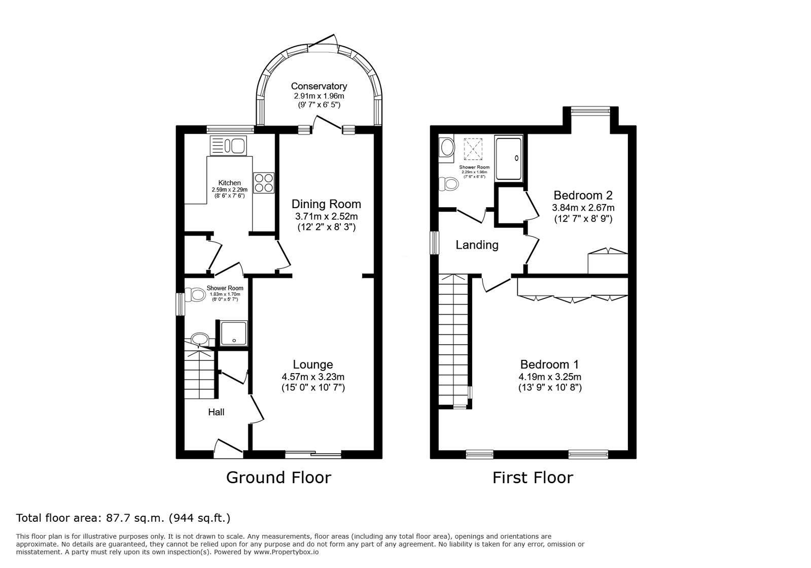 Floorplan of 2 bedroom End Terrace House for sale, Courtyard Gardens, Wrotham, Kent, TN15