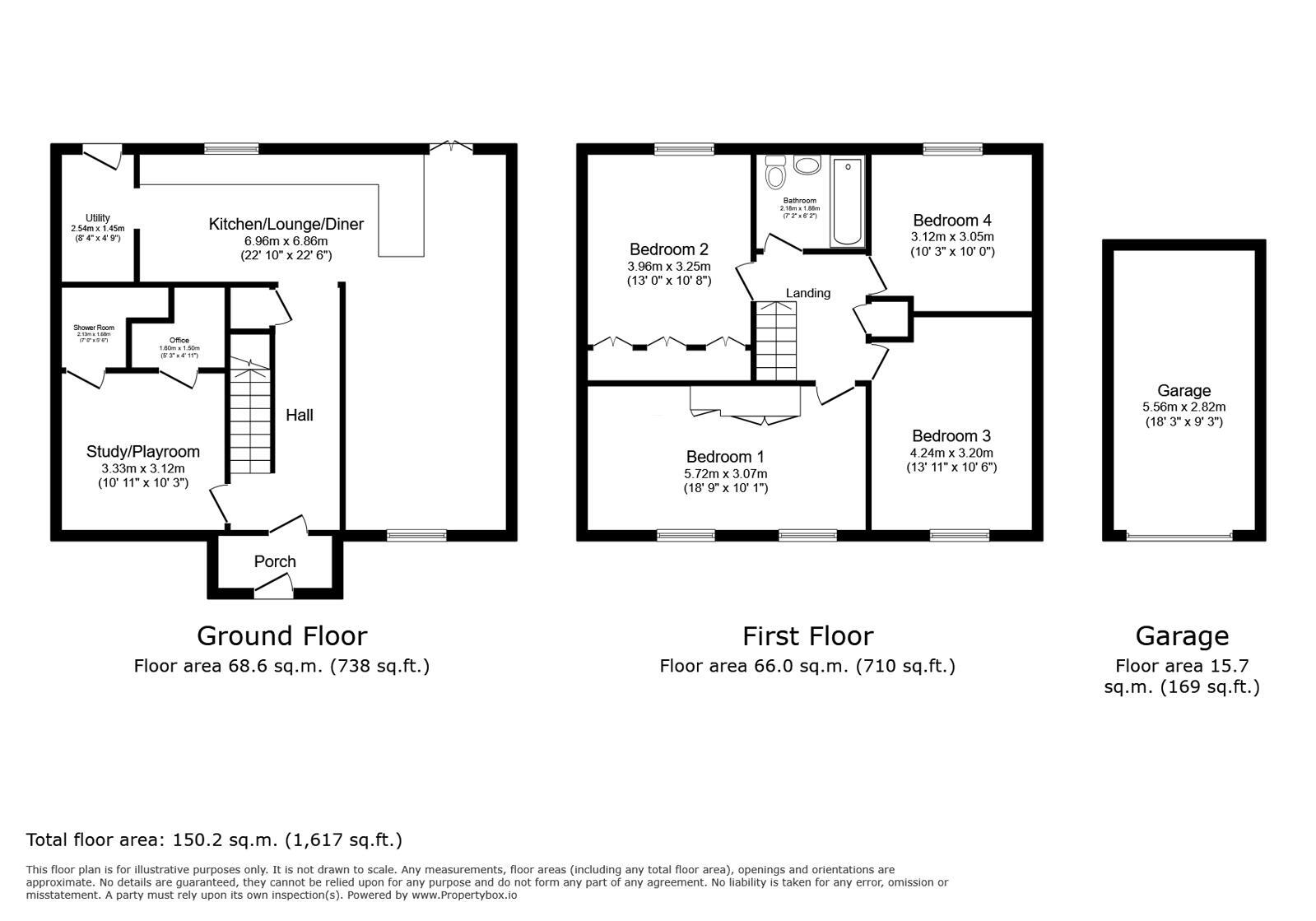 Floorplan of 4 bedroom Semi Detached House for sale, Archer Way, Swanley, Kent, BR8