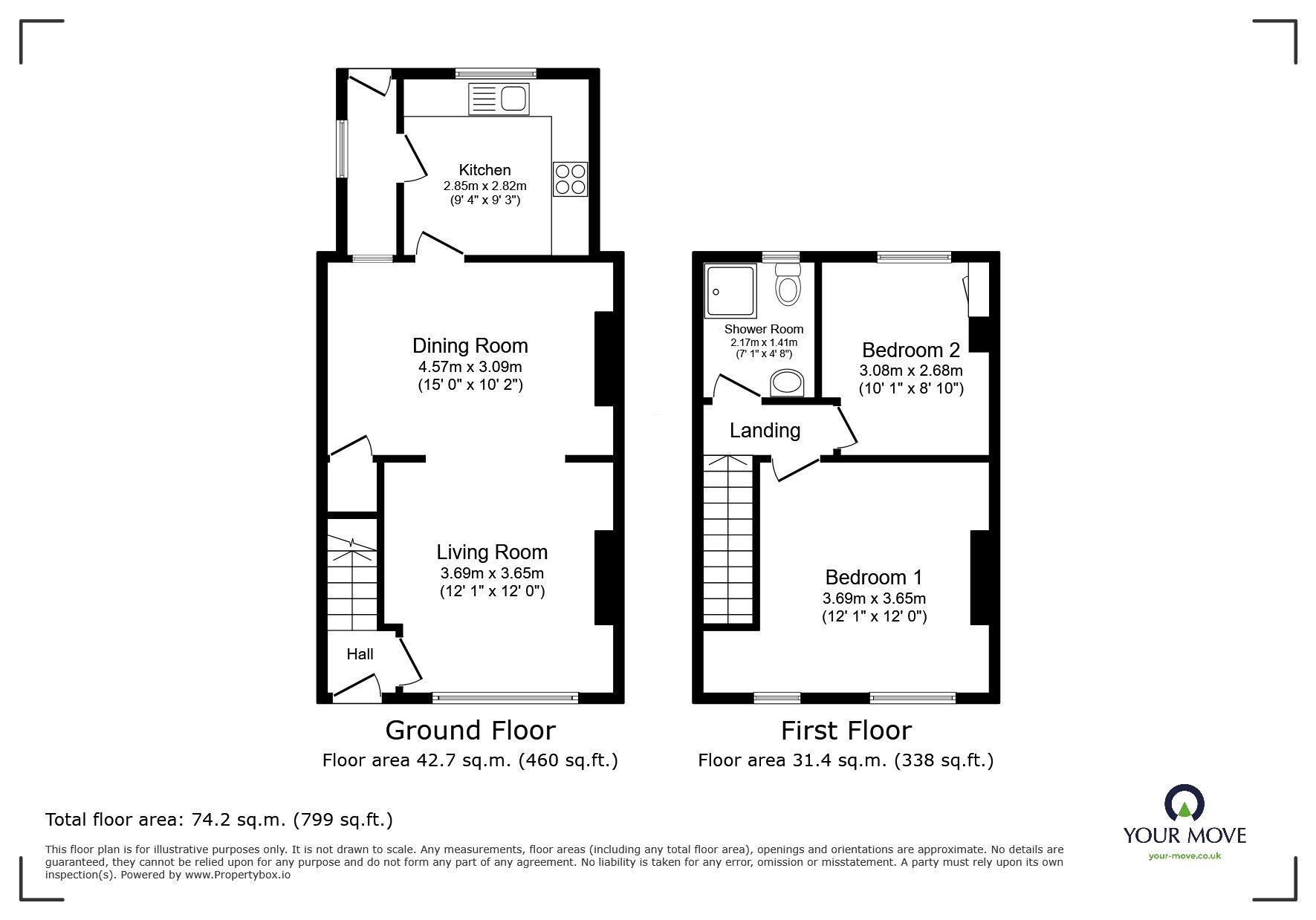 Floorplan of 2 bedroom Mid Terrace House for sale, Ash Drive, Wardley, Manchester, M27