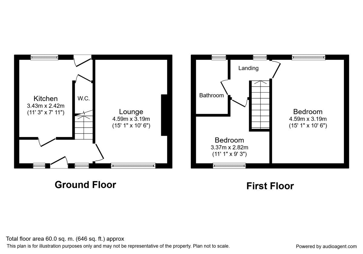 Floorplan of 2 bedroom Semi Detached House to rent, Wordsworth Road, Swinton, Greater Manchester, M27