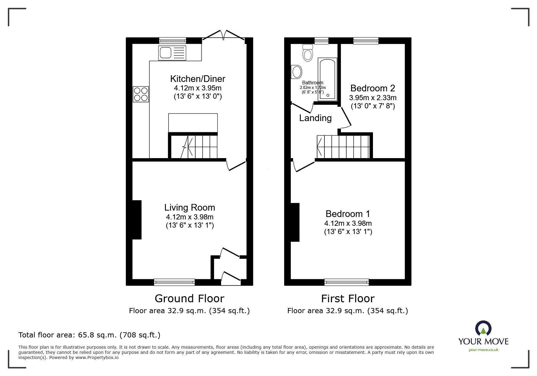 Floorplan of 2 bedroom Mid Terrace House for sale, Manchester Road, Wardley, Manchester, M27