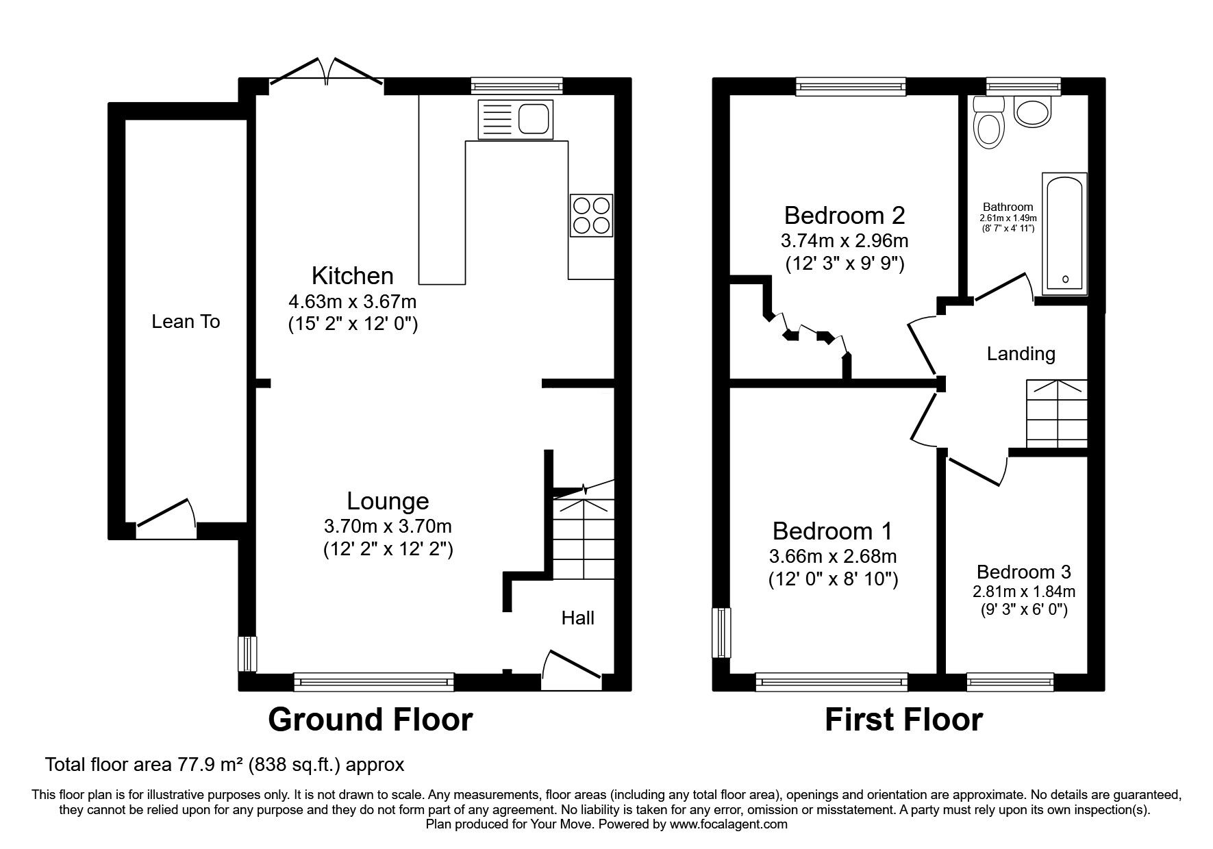 Floorplan of 3 bedroom Semi Detached House for sale, Heys Close North, Wardley, Manchester, M27