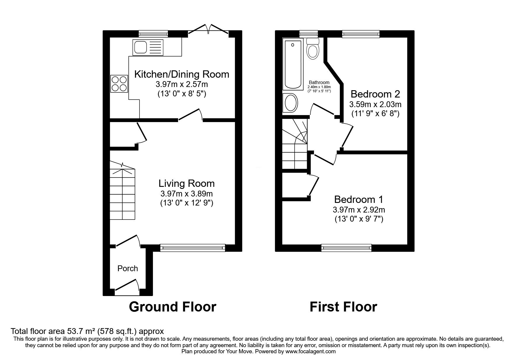 Floorplan of 2 bedroom Mid Terrace House for sale, Brindle Heath Road, Salford, Greater Manchester, M6