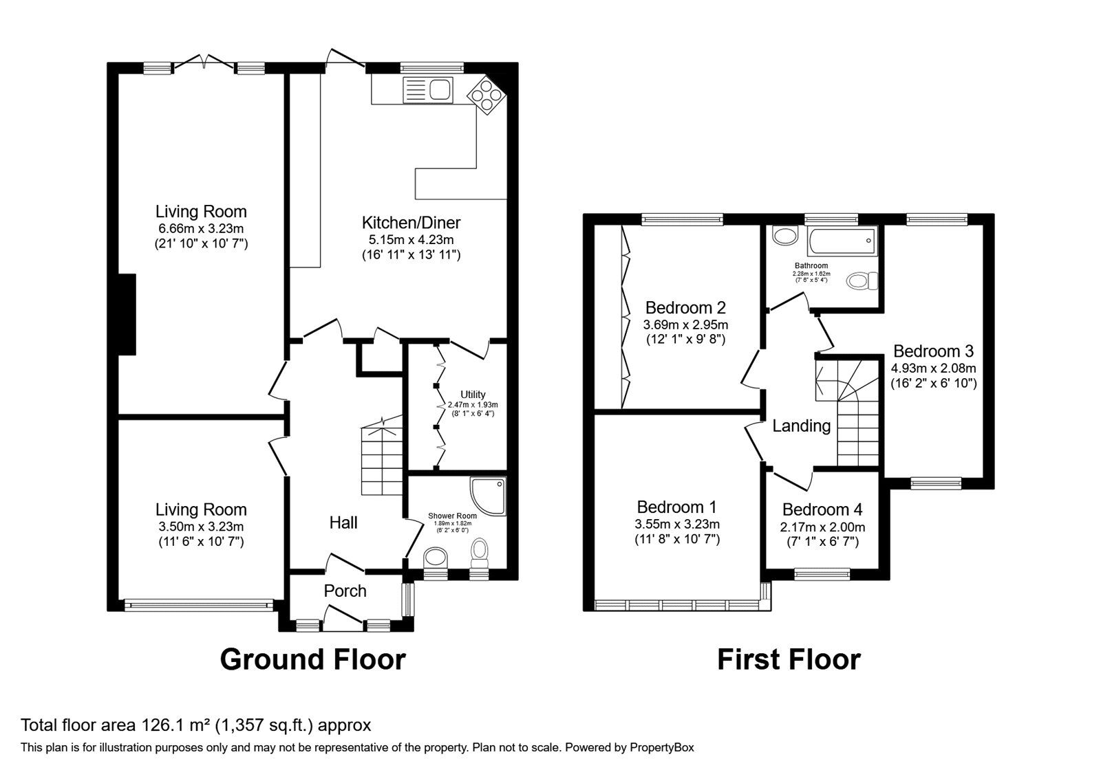 Floorplan of 4 bedroom Semi Detached House to rent, Gillingham Road, Eccles, Greater Manchester, M30