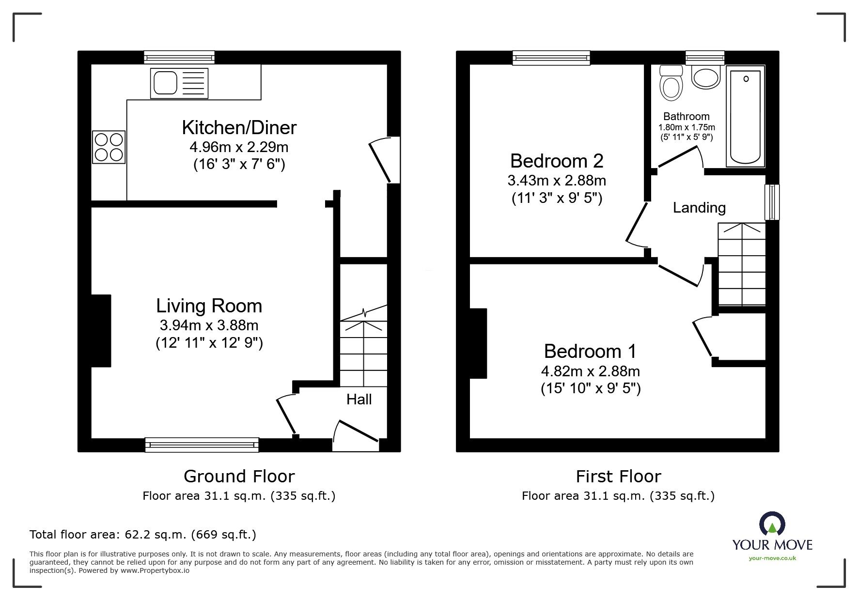 Floorplan of 2 bedroom Semi Detached House for sale, Buttermere Avenue, Swinton, Greater Manchester, M27