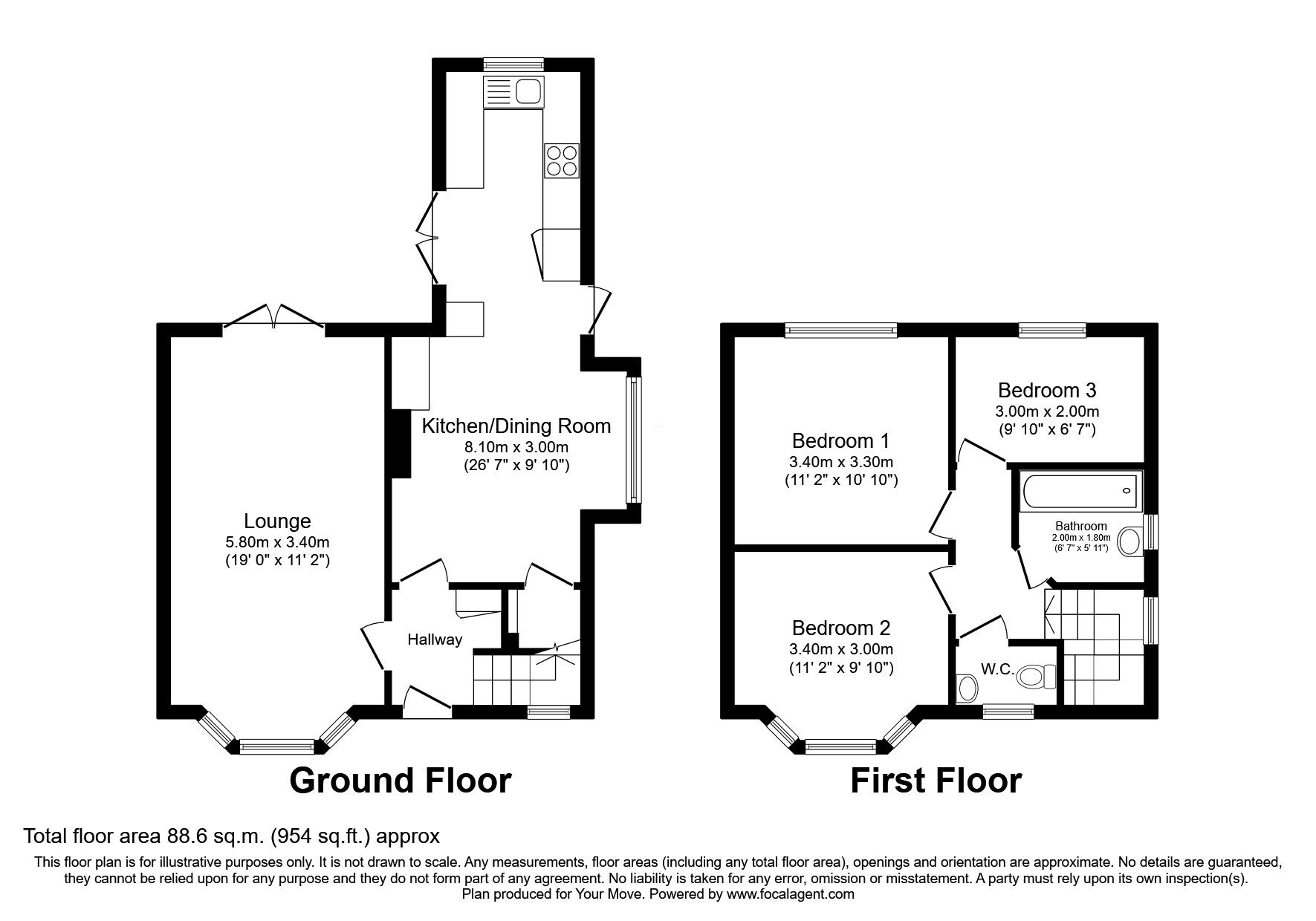 Floorplan of 3 bedroom Semi Detached House for sale, Ranelagh Road, Pendlebury, Manchester, M27
