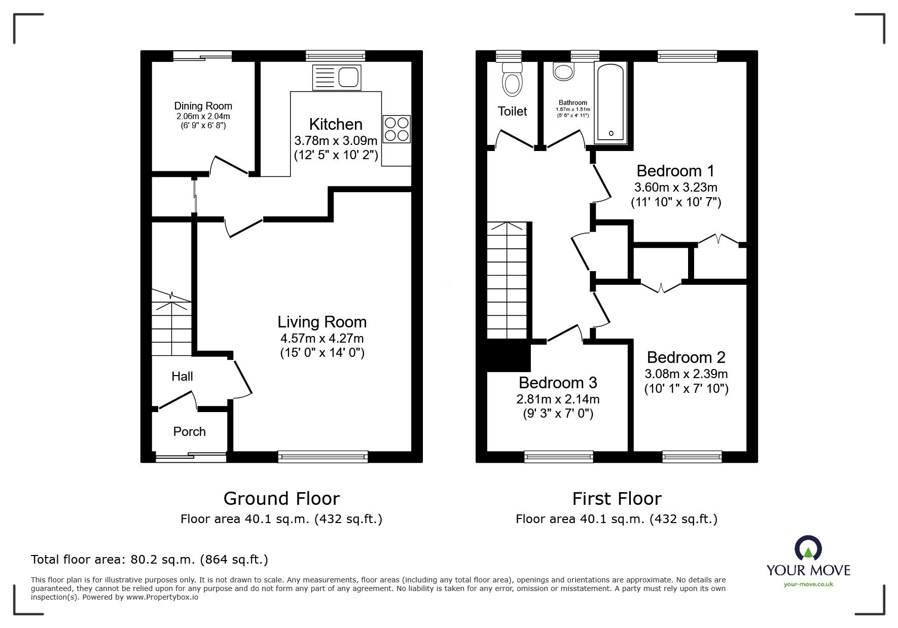 Floorplan of 3 bedroom Mid Terrace House for sale, Bolton Road, Pendlebury, Manchester, M27