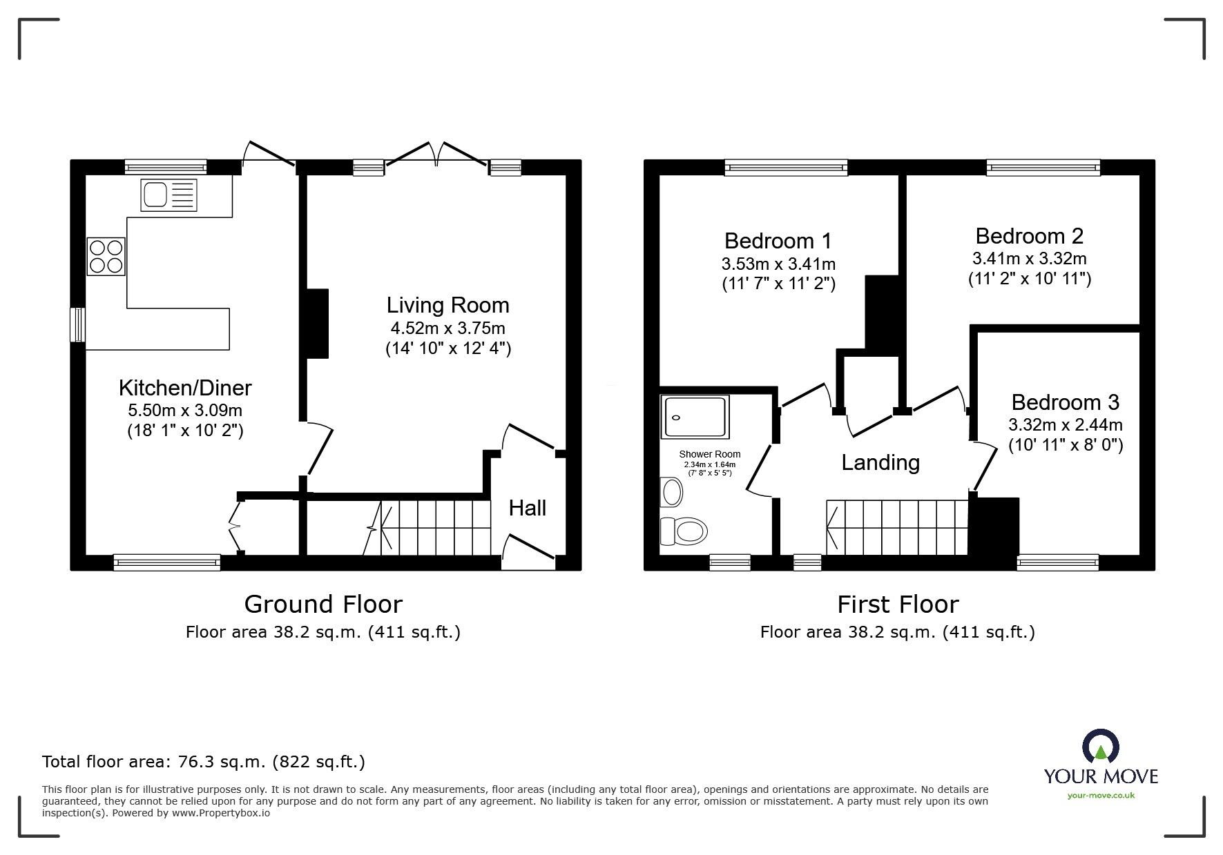 Floorplan of 3 bedroom End Terrace House for sale, Falcon Crescent, Clifton, Manchester, M27
