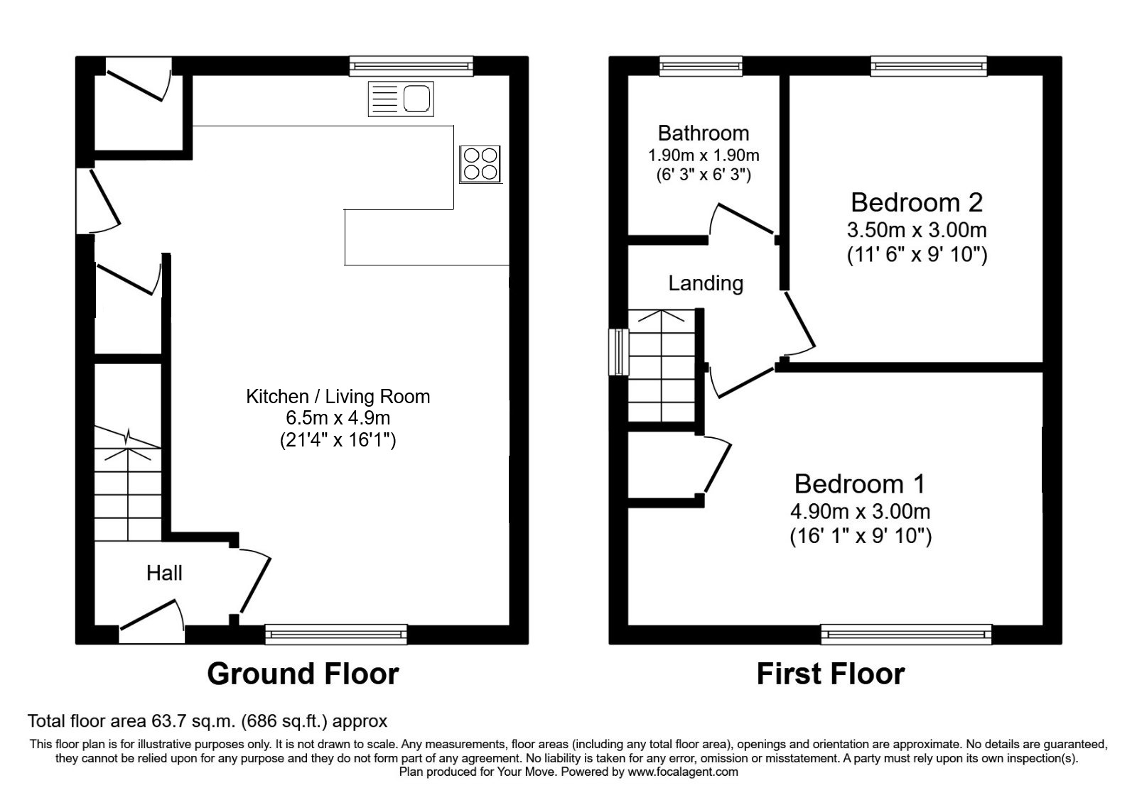 Floorplan of 2 bedroom Semi Detached House for sale, Dorning Road, Swinton, Greater Manchester, M27