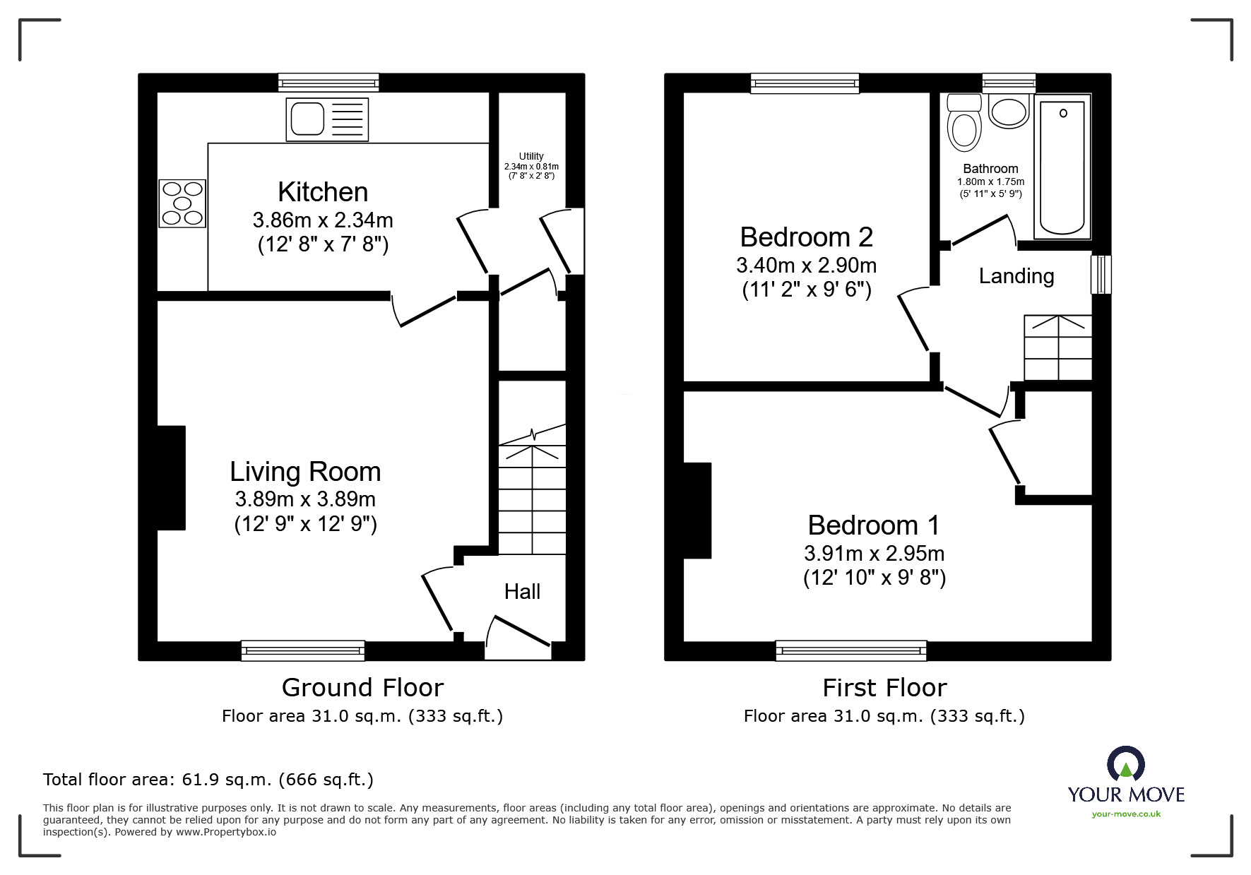 Floorplan of 2 bedroom Semi Detached House for sale, Bolton Road, Pendlebury, Manchester, M27