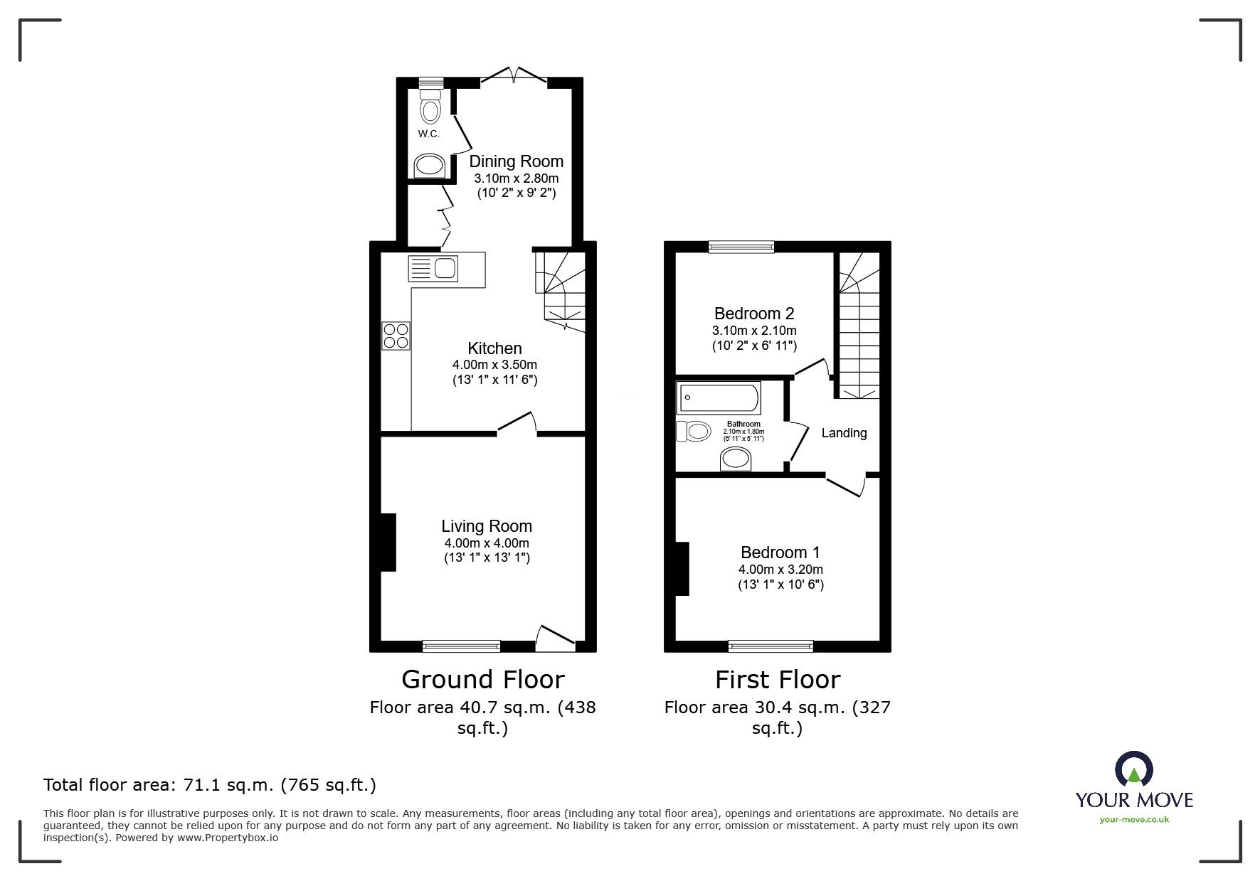 Floorplan of 2 bedroom Mid Terrace House for sale, Moss Colliery Road, Clifton, Manchester, M27
