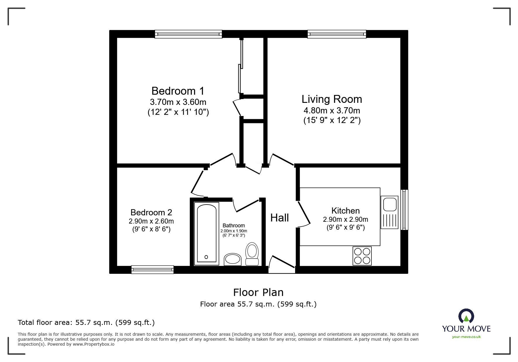 Floorplan of 2 bedroom  Flat for sale, Mossfield Road, Pendlebury, Manchester, M27