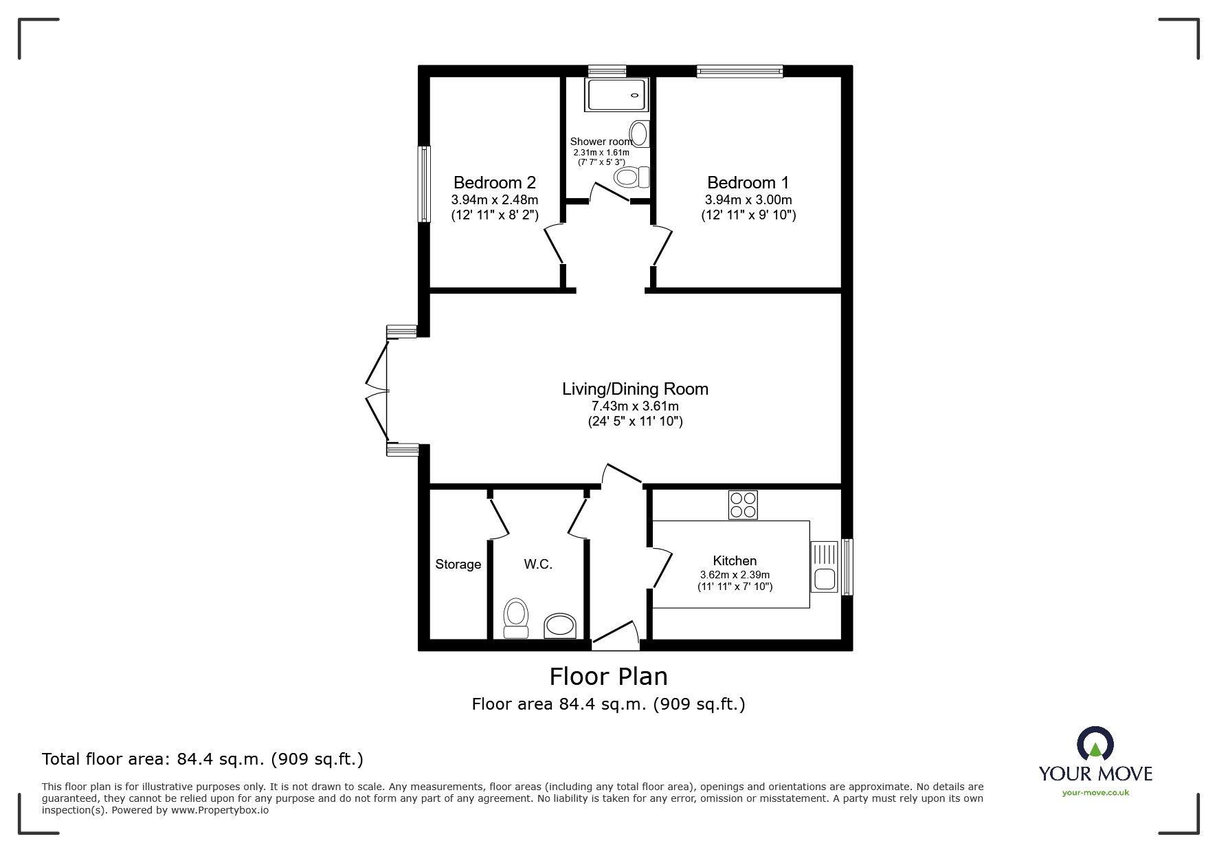 Floorplan of 2 bedroom  House for sale, Roe Green Avenue, Worsley, Greater Manchester, M28