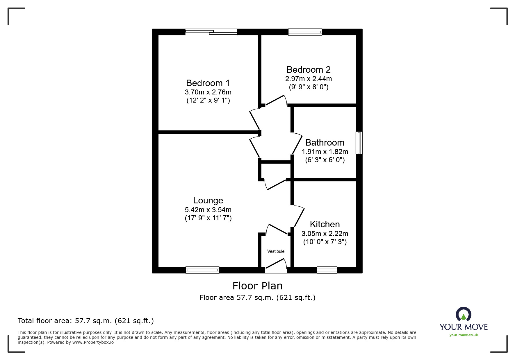 Floorplan of 2 bedroom Semi Detached Flat for sale, Hinchley Way, Pendlebury, Manchester, M27