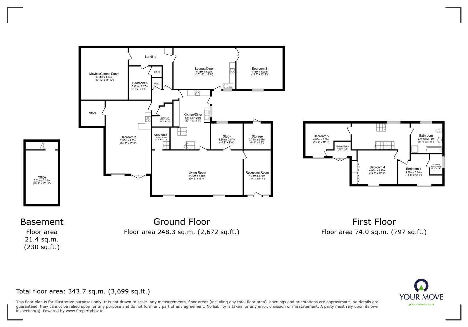 Floorplan of 5 bedroom Detached House to rent, Mount Street, Swinton, Greater Manchester, M27