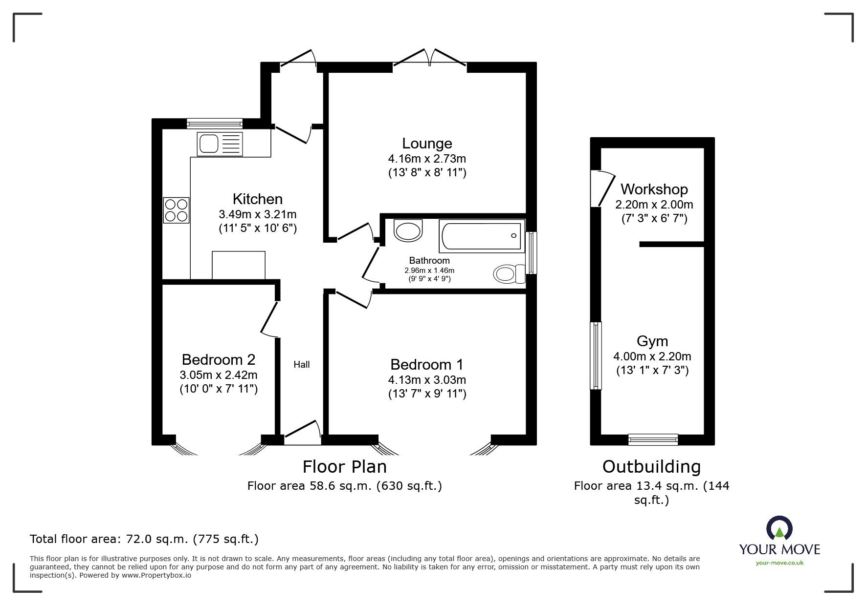 Floorplan of 2 bedroom Semi Detached Bungalow for sale, Keswick Road, Worsley, Greater Manchester, M28