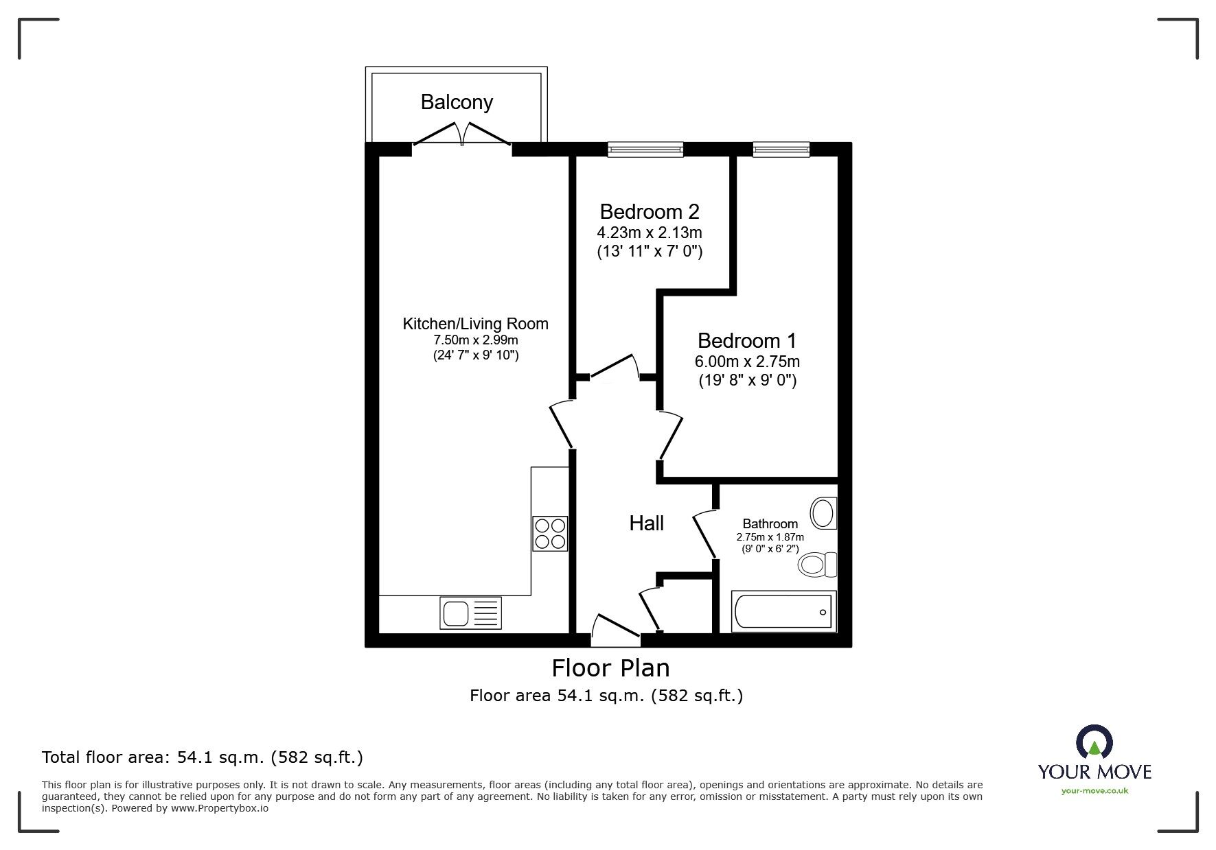Floorplan of 2 bedroom  Flat for sale, Hessel Street, Salford, Greater Manchester, M50