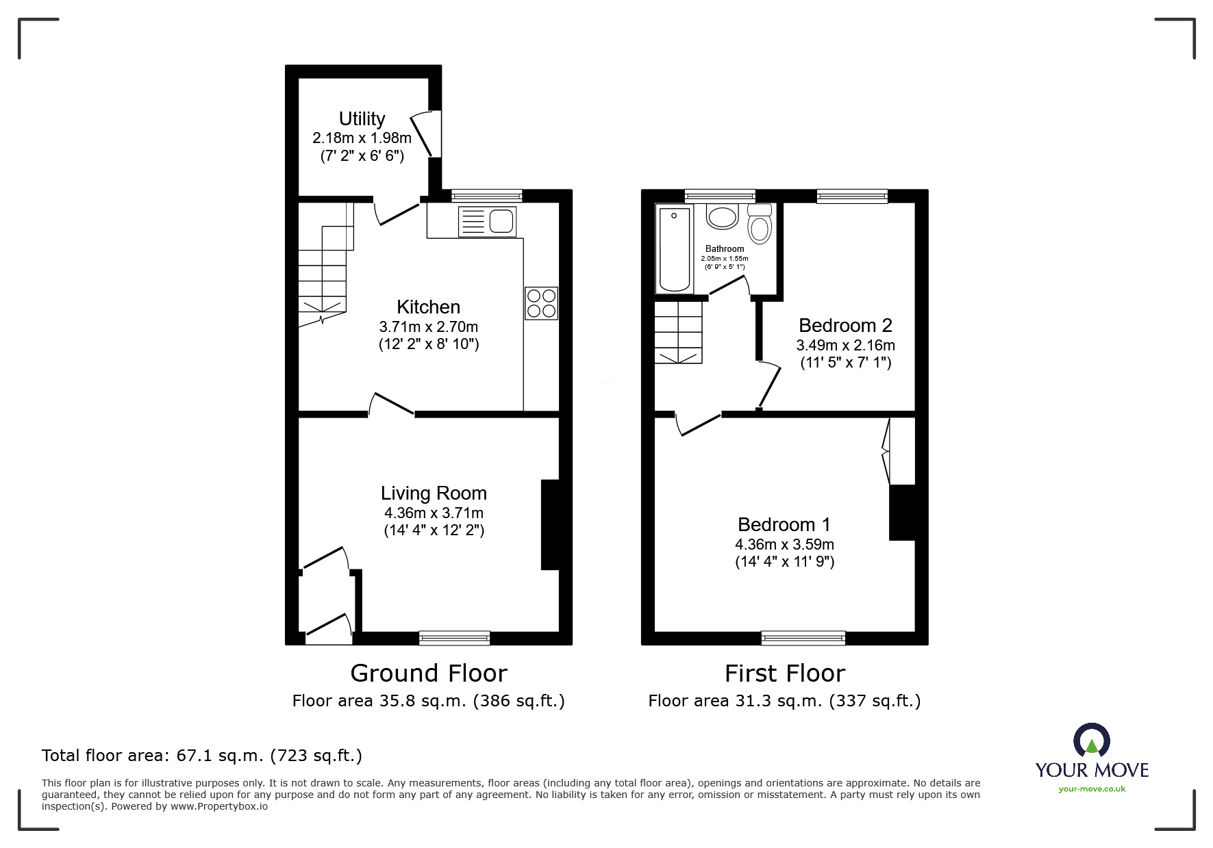Floorplan of 2 bedroom Mid Terrace House for sale, Crescent Avenue, Pendlebury, Manchester, M27