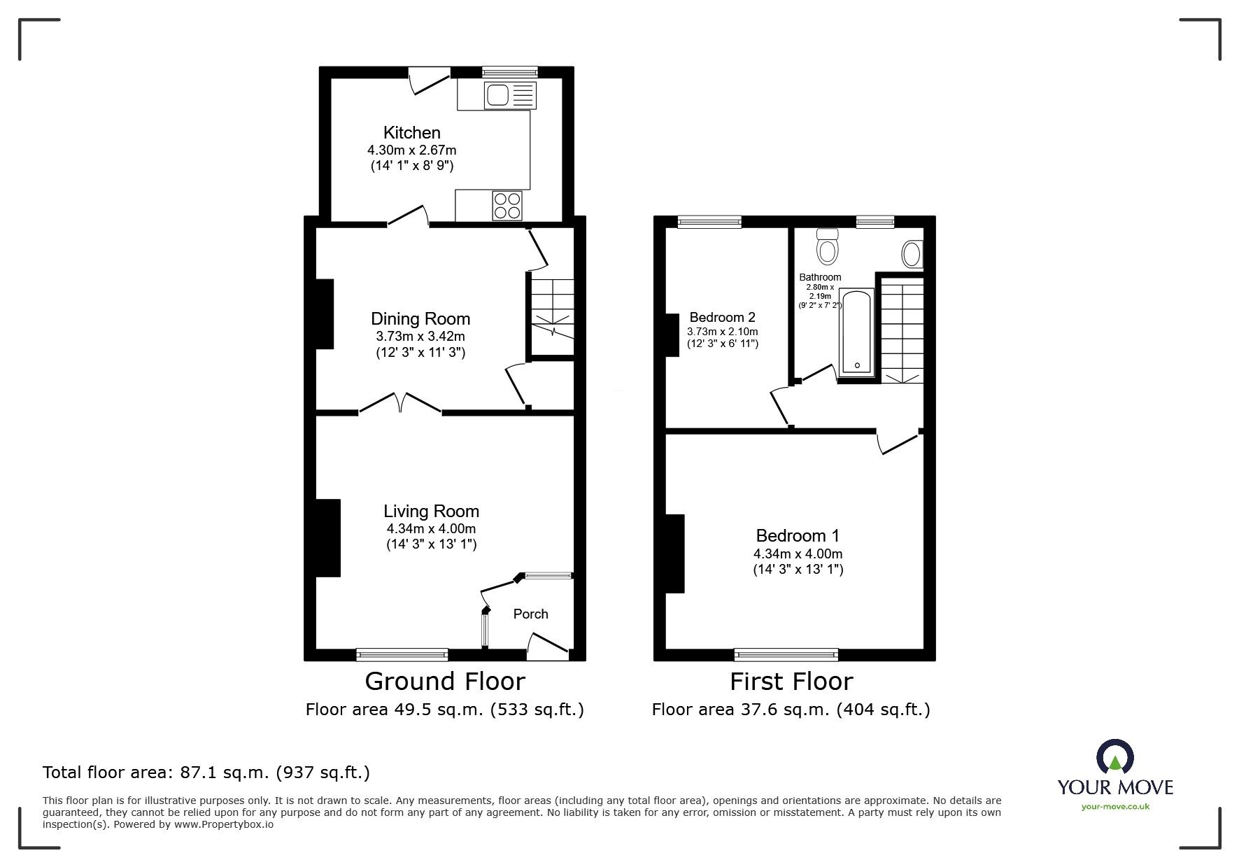 Floorplan of 2 bedroom Mid Terrace House for sale, Moorside Road, Swinton, Salford, M27