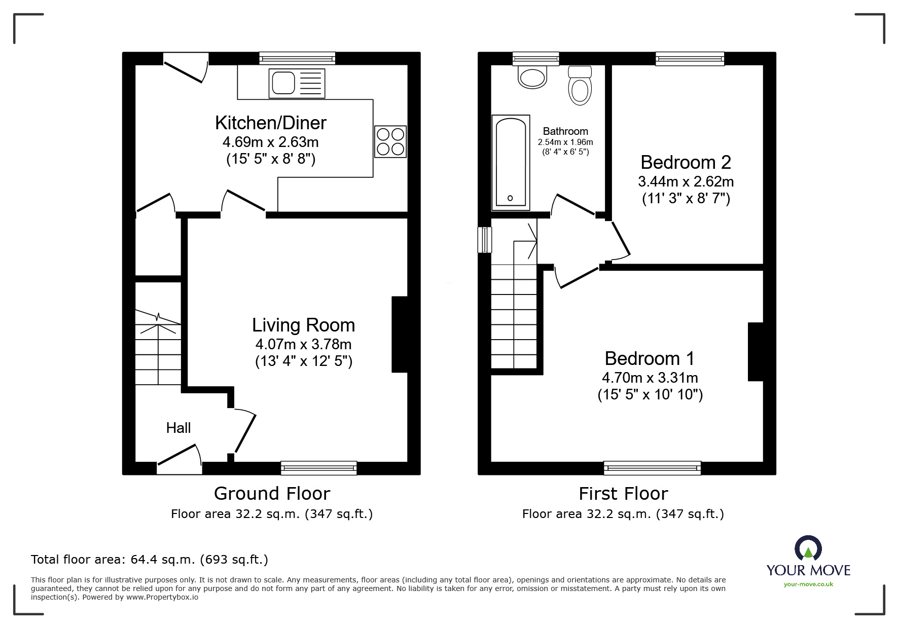 Floorplan of 2 bedroom Semi Detached House for sale, Agecroft Road, Pendlebury, Manchester, M27