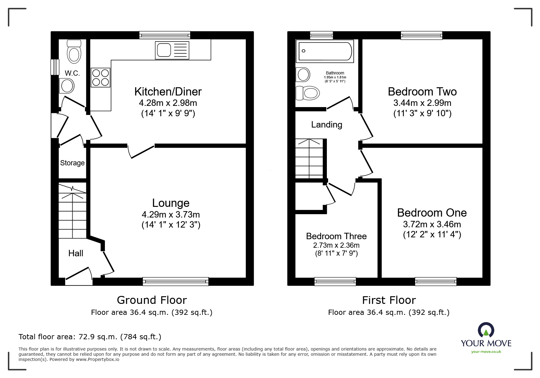 Floorplan of 3 bedroom Semi Detached House for sale, Keswick Road, Worsley, Greater Manchester, M28