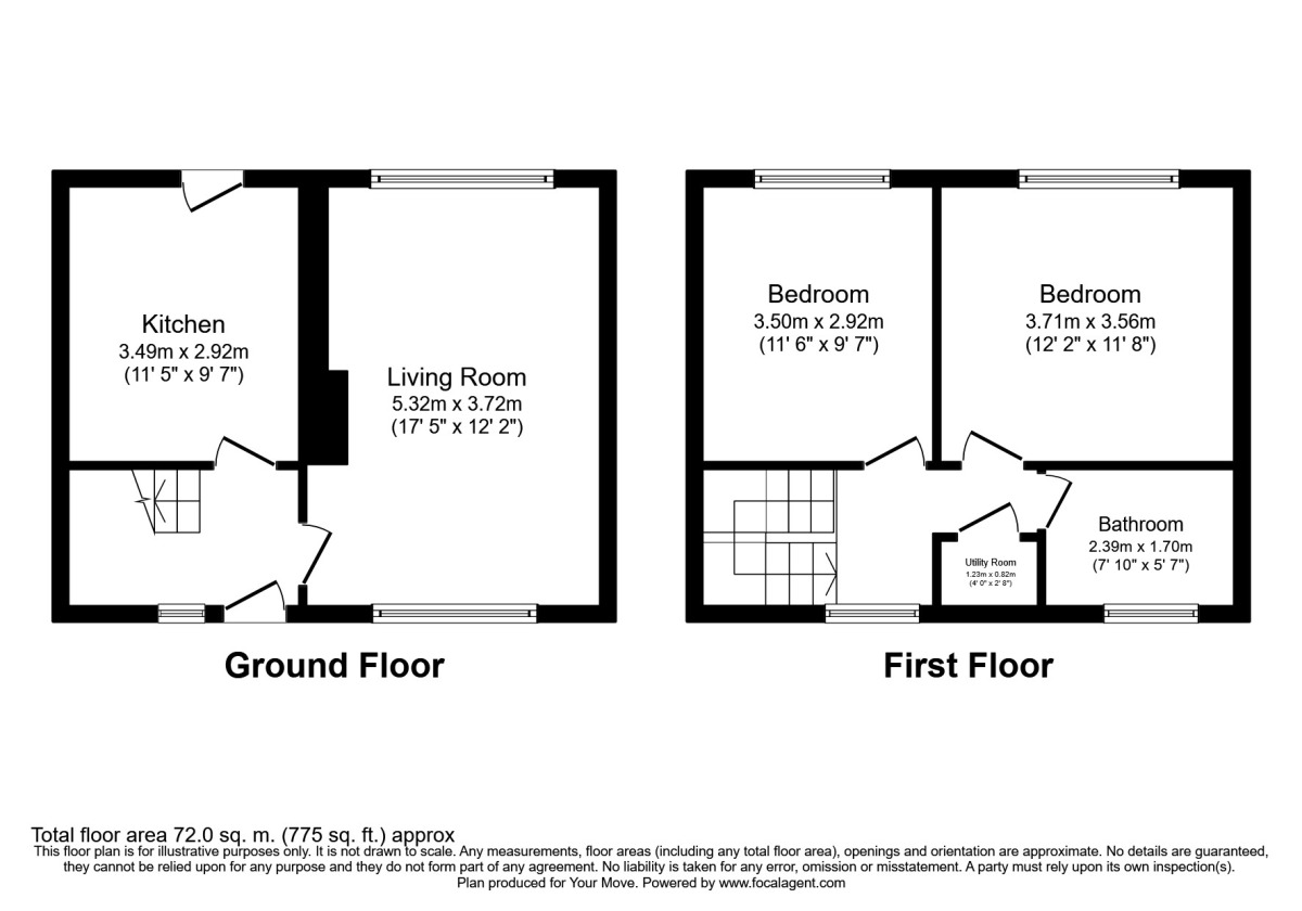 Floorplan of 2 bedroom Mid Terrace House to rent, Gerald Road, Salford, M6