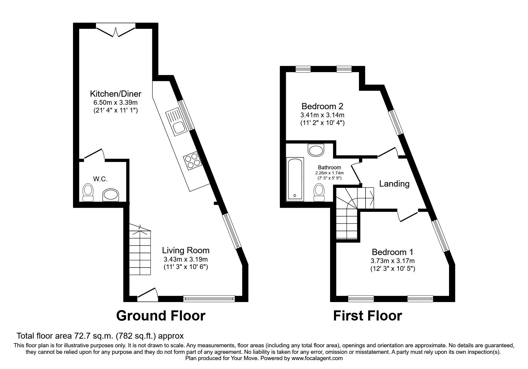 Floorplan of 2 bedroom End Terrace House for sale, Crescent Avenue, Pendlebury, Manchester, M27