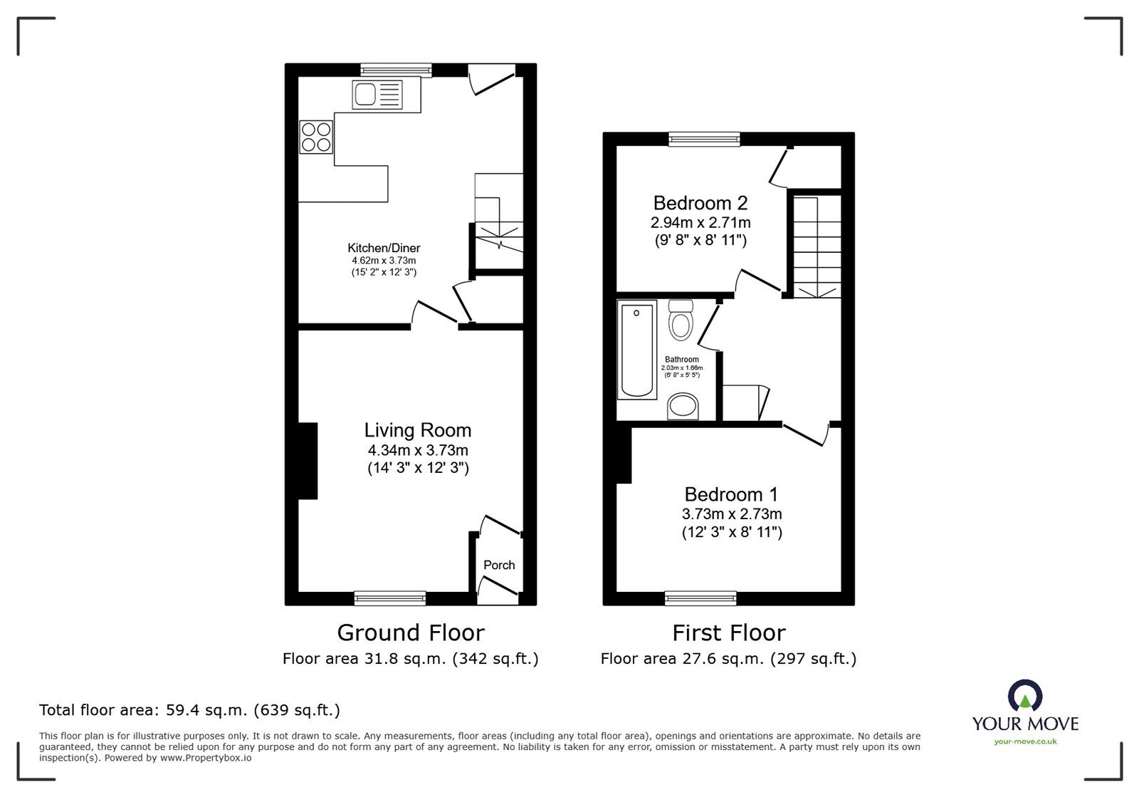 Floorplan of 2 bedroom Mid Terrace House for sale, Crescent Avenue, Pendlebury, Manchester, M27