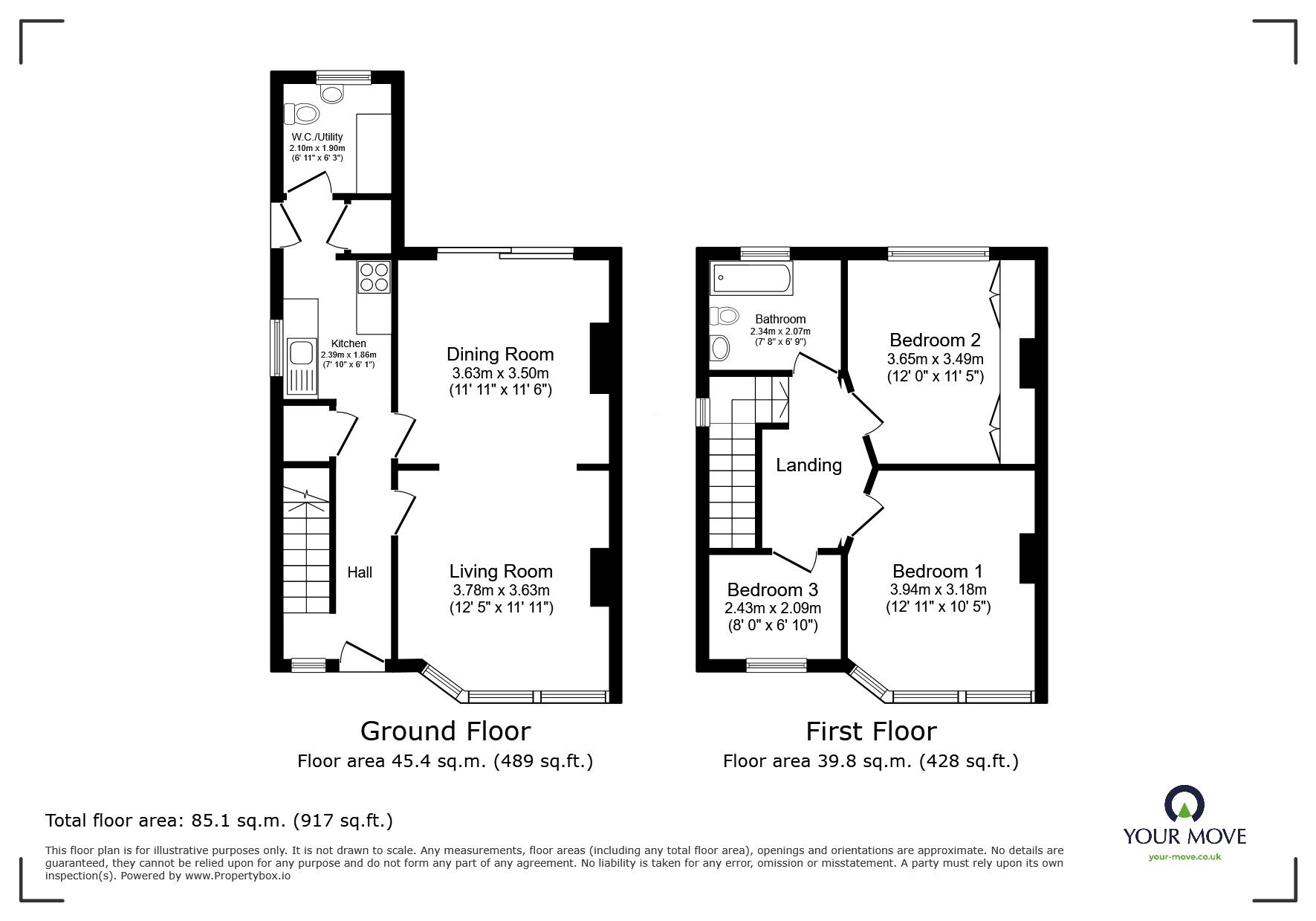 Floorplan of 3 bedroom Semi Detached House for sale, Ashdown Drive, Swinton, Greater Manchester, M27