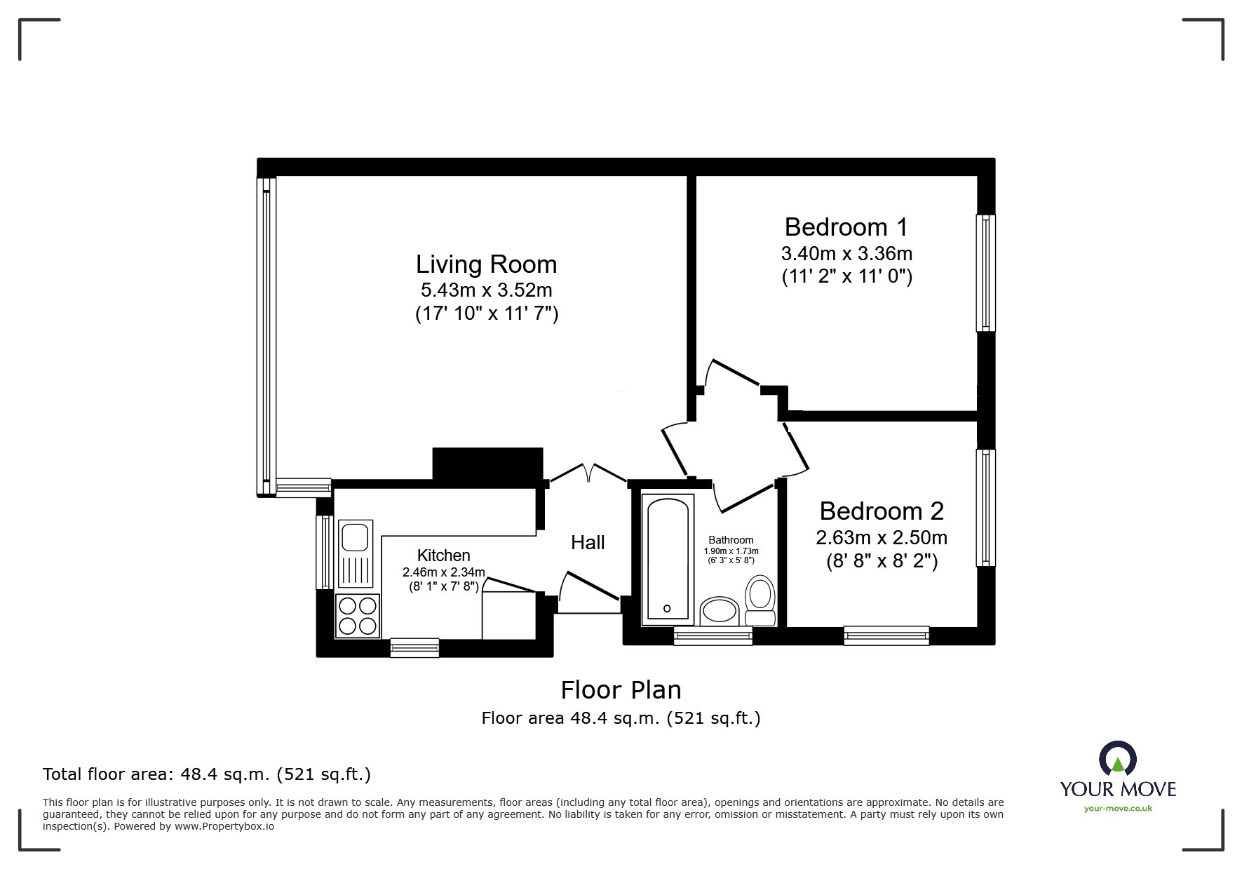 Floorplan of 2 bedroom Semi Detached Bungalow for sale, Belmont Avenue, Clifton, Manchester, M27