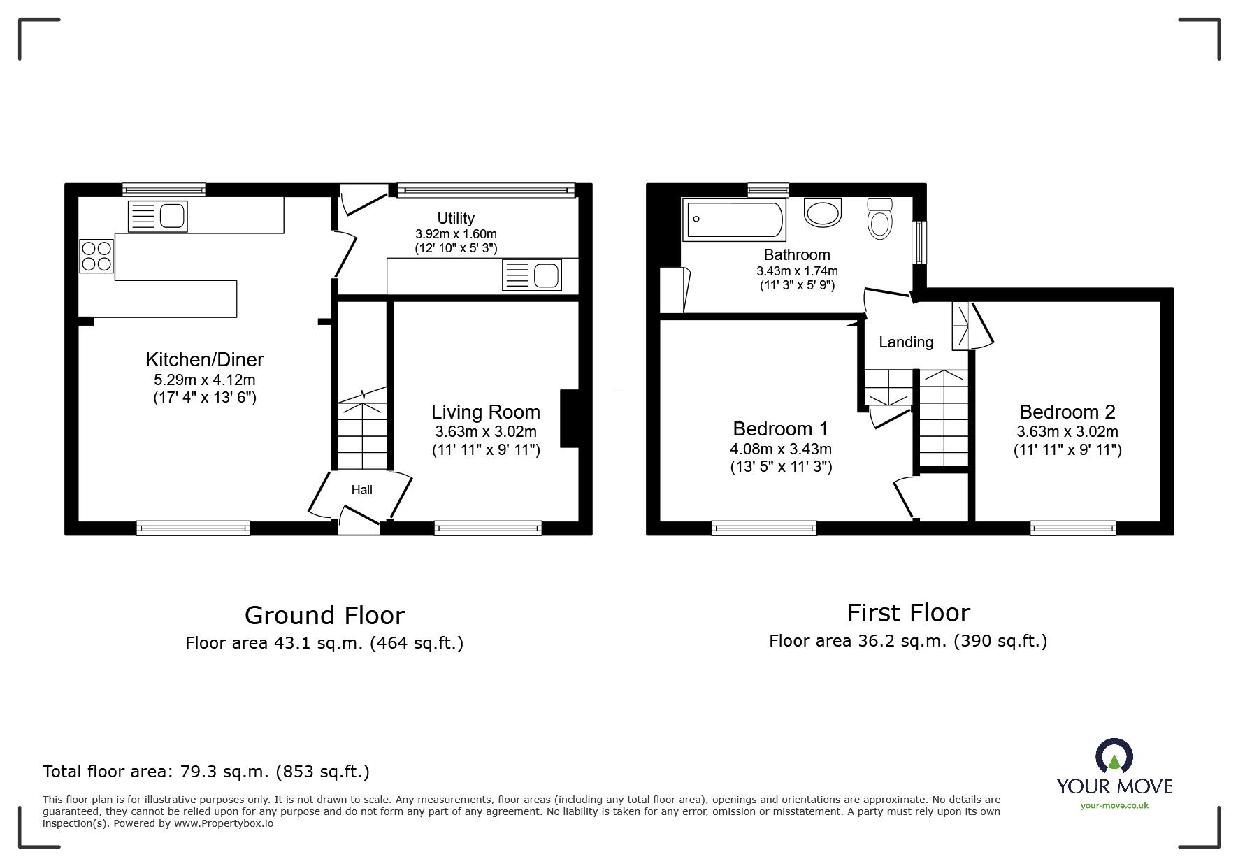 Floorplan of 2 bedroom Semi Detached House for sale, Franklin Street, Eccles, Greater Manchester, M30