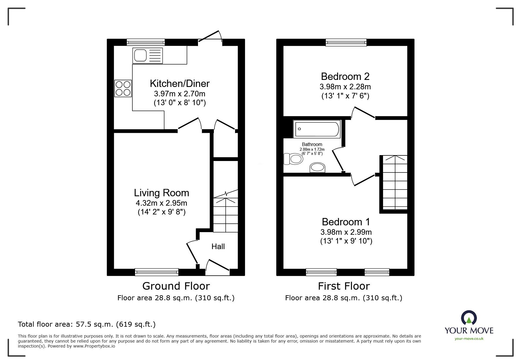 Floorplan of 2 bedroom Semi Detached House for sale, Lothian Avenue, Eccles, Salford, M30