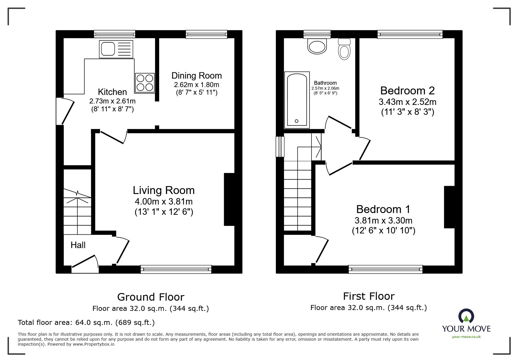 Floorplan of 2 bedroom End Terrace House for sale, Deepdale Drive, Pendlebury, Manchester,, M27