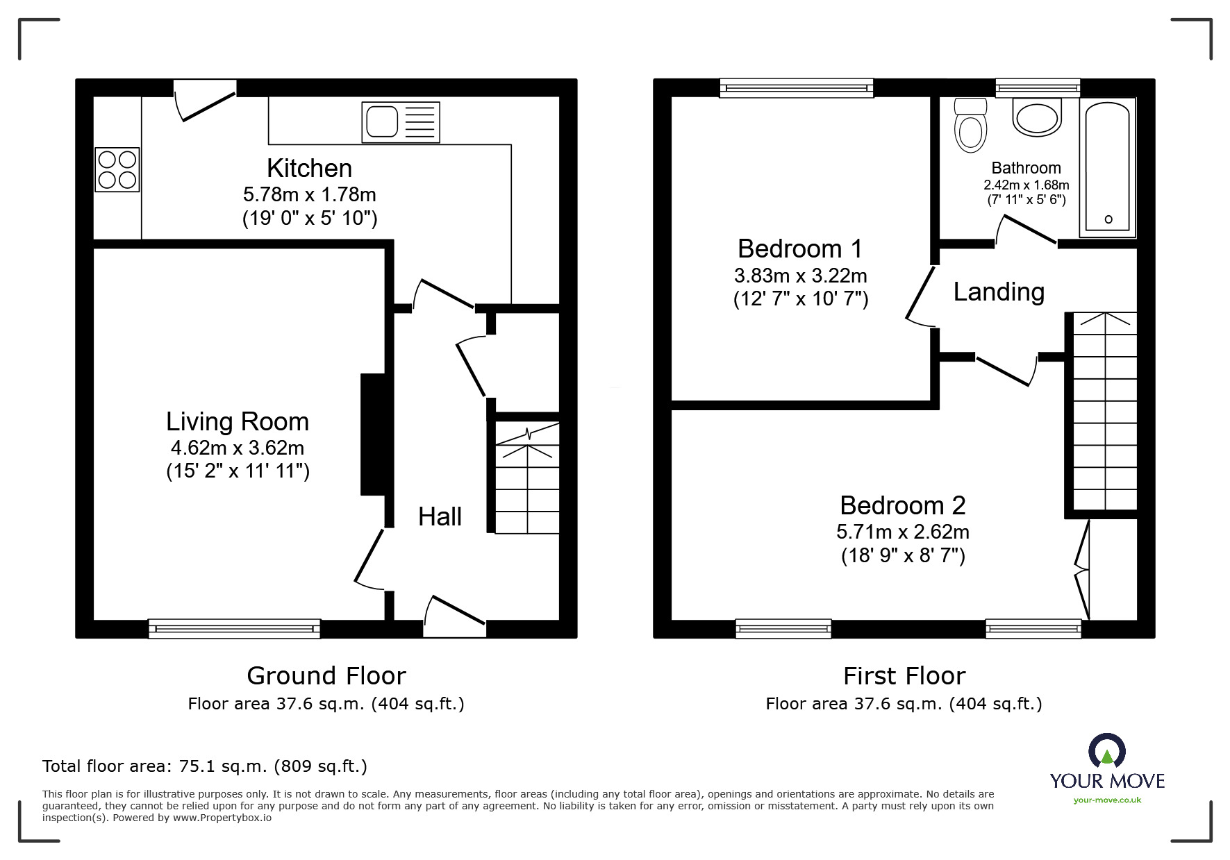 Floorplan of 2 bedroom Mid Terrace House for sale, Lostock Road, Salford, Greater Manchester, M5