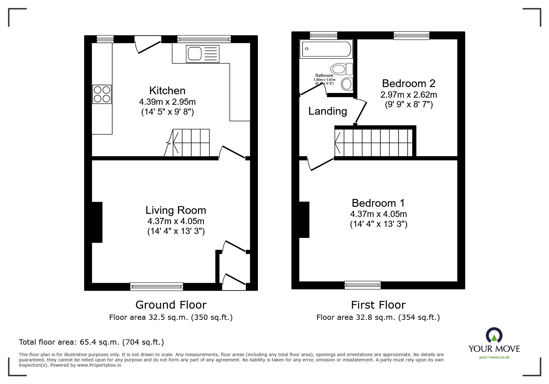 Floorplan of 2 bedroom Mid Terrace House for sale, Pott Street, Pendlebury, Manchester, M27