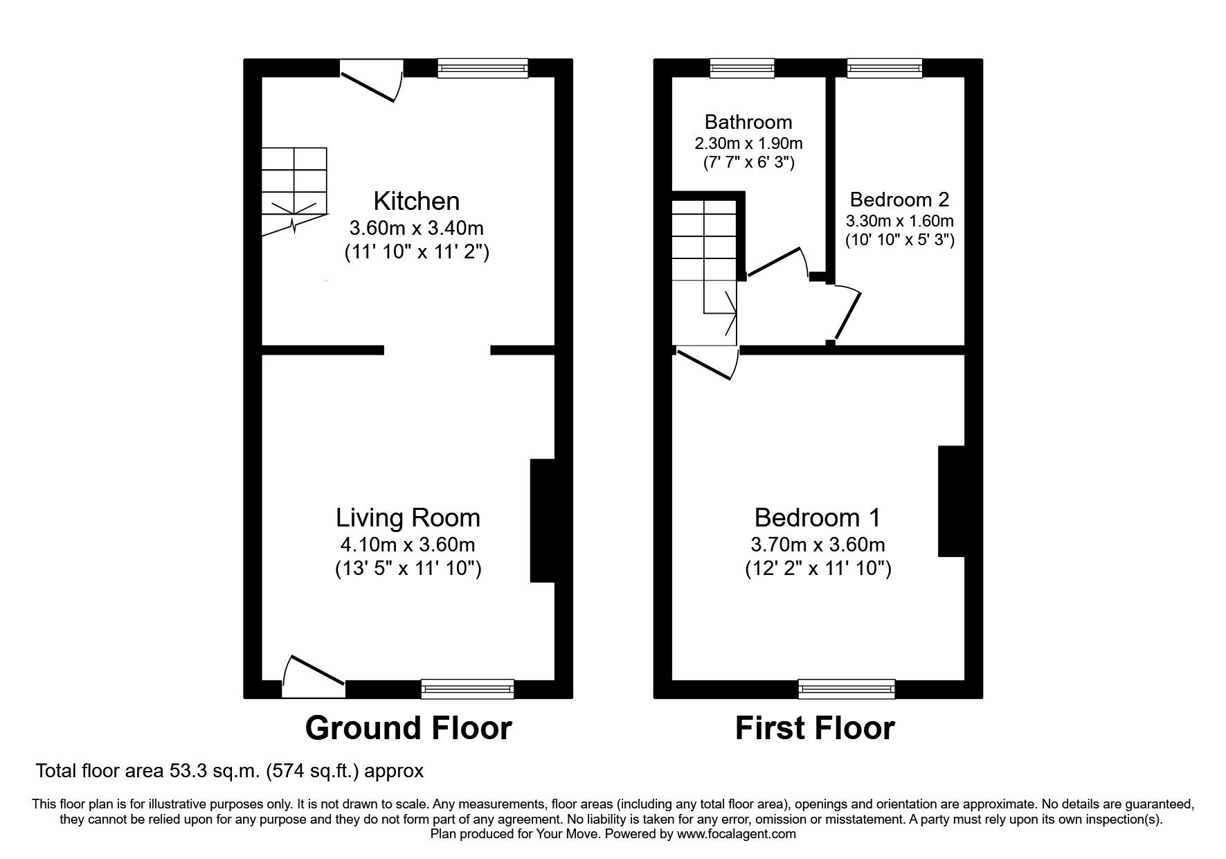 Floorplan of 2 bedroom Mid Terrace House for sale, New Herbert Street, Salford, Greater Manchester, M6