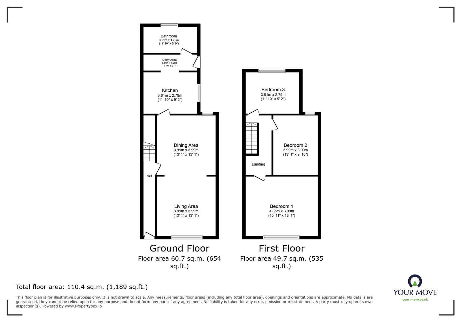 Floorplan of 3 bedroom Mid Terrace House to rent, Renshaw Street, Eccles, Greater Manchester, M30