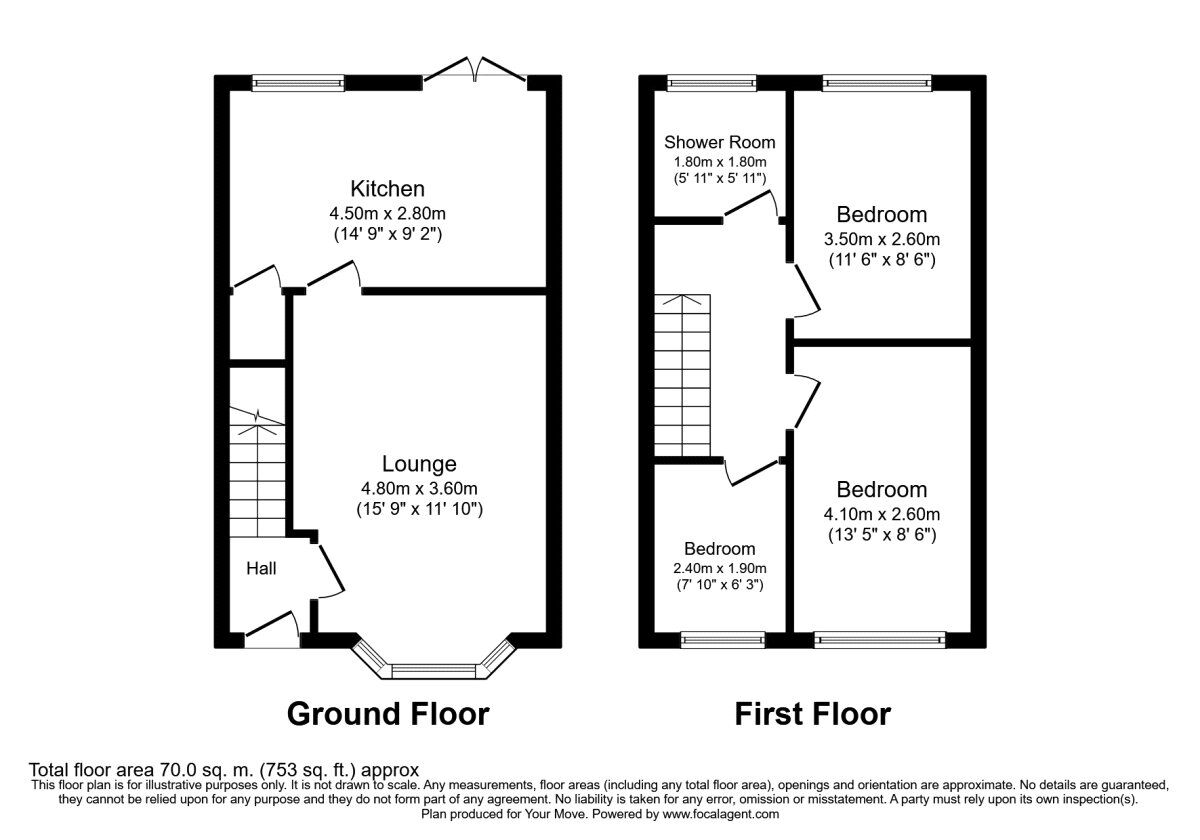 Floorplan of 3 bedroom End Terrace House for sale, Berry Street, Pendlebury, Manchester, M27