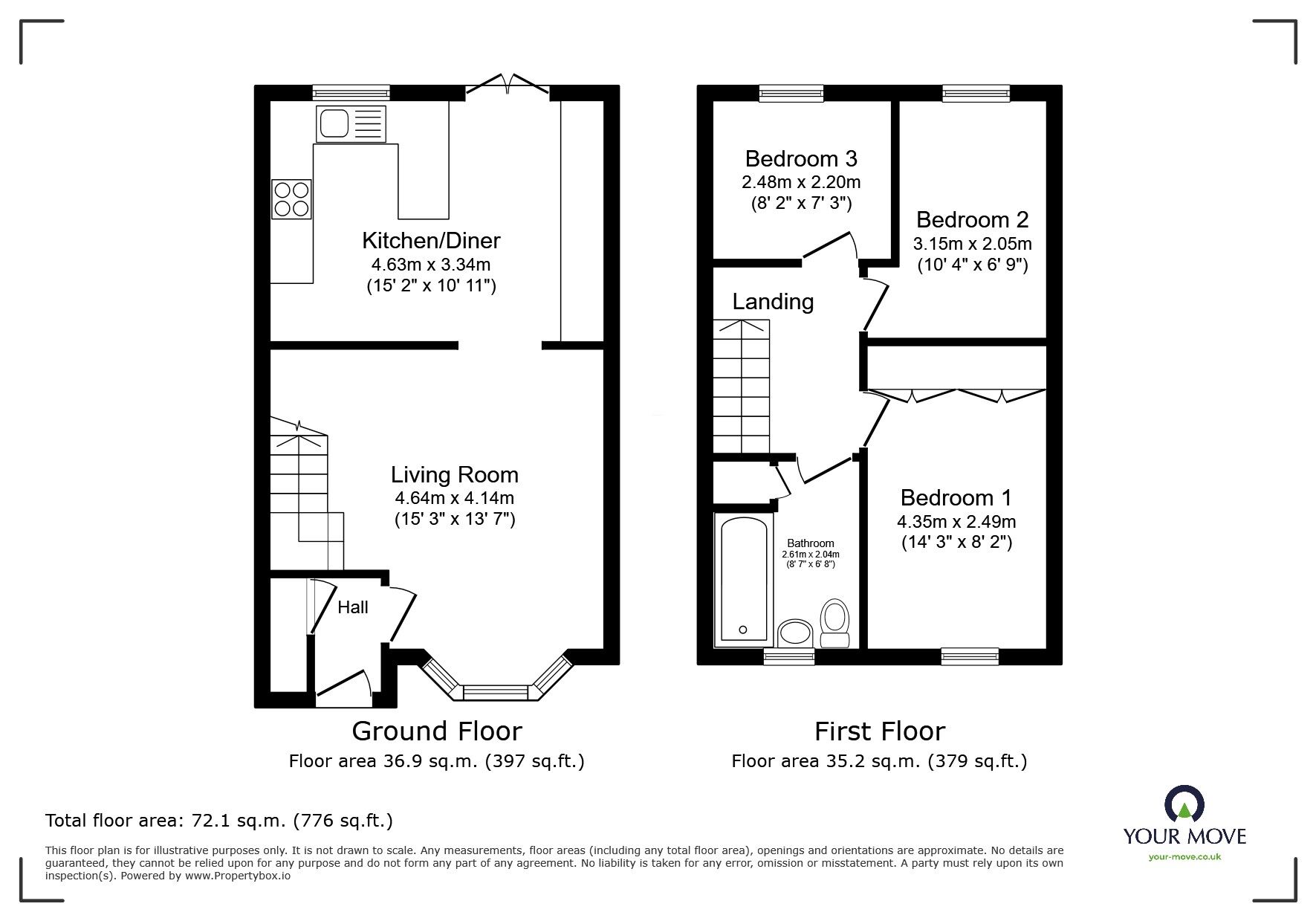 Floorplan of 3 bedroom End Terrace House for sale, Old Mill Close, Pendlebury, Manchester, M27