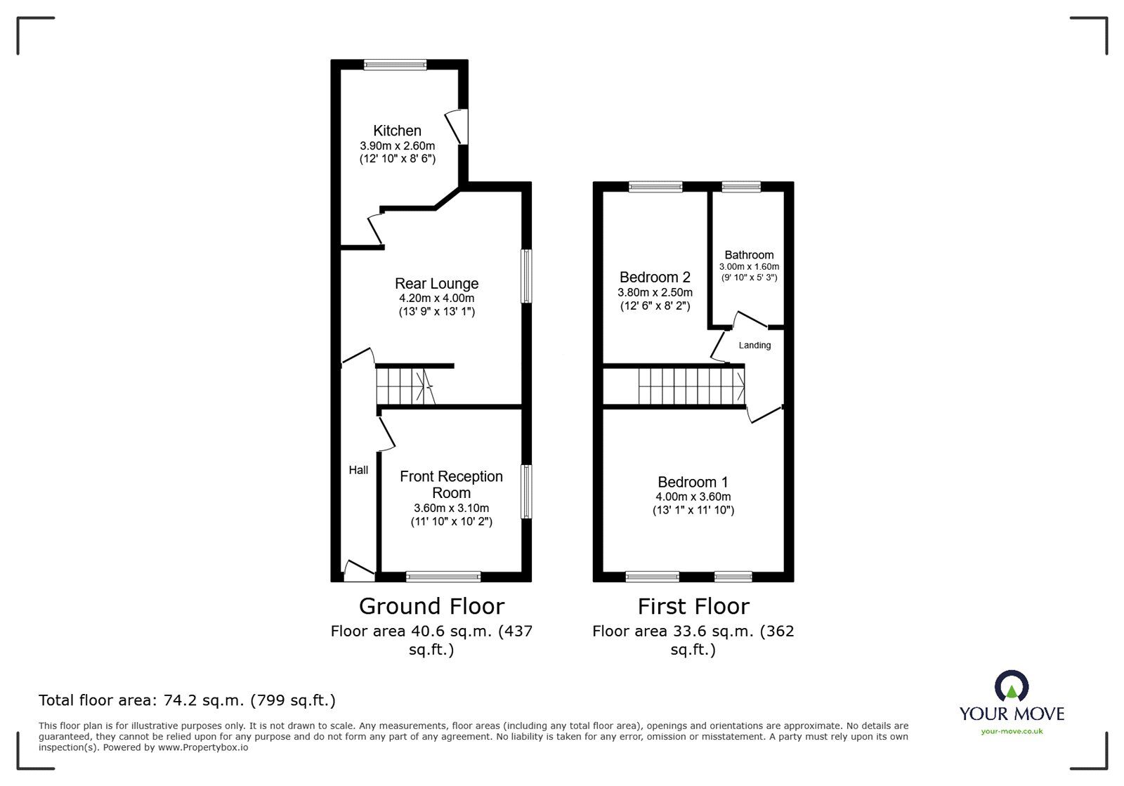 Floorplan of 2 bedroom Mid Terrace House to rent, Mackenzie Road, Salford, Greater Manchester, M7