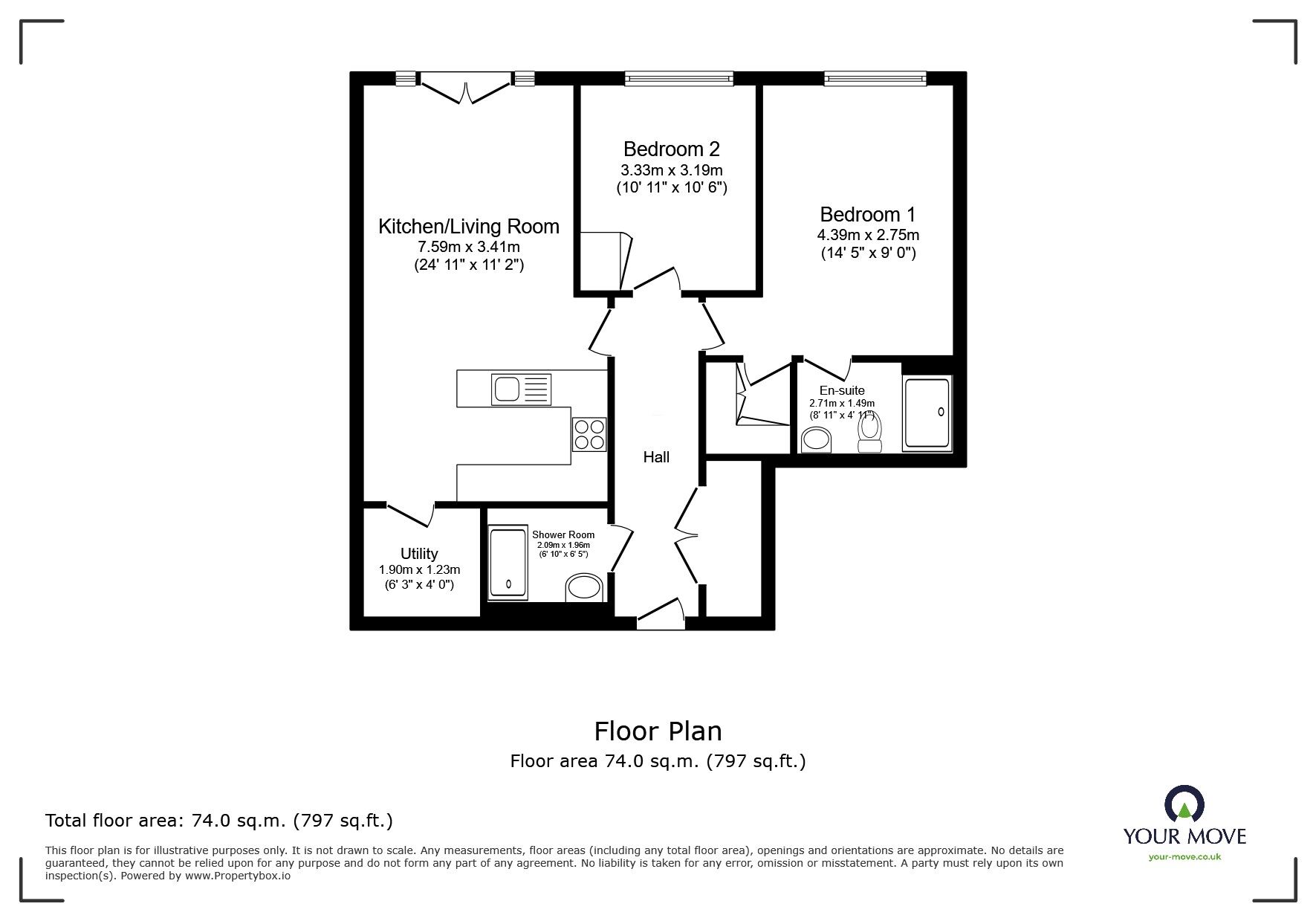 Floorplan of 2 bedroom Flat for sale, Worsley Road, Swinton, Greater Manchester, M27