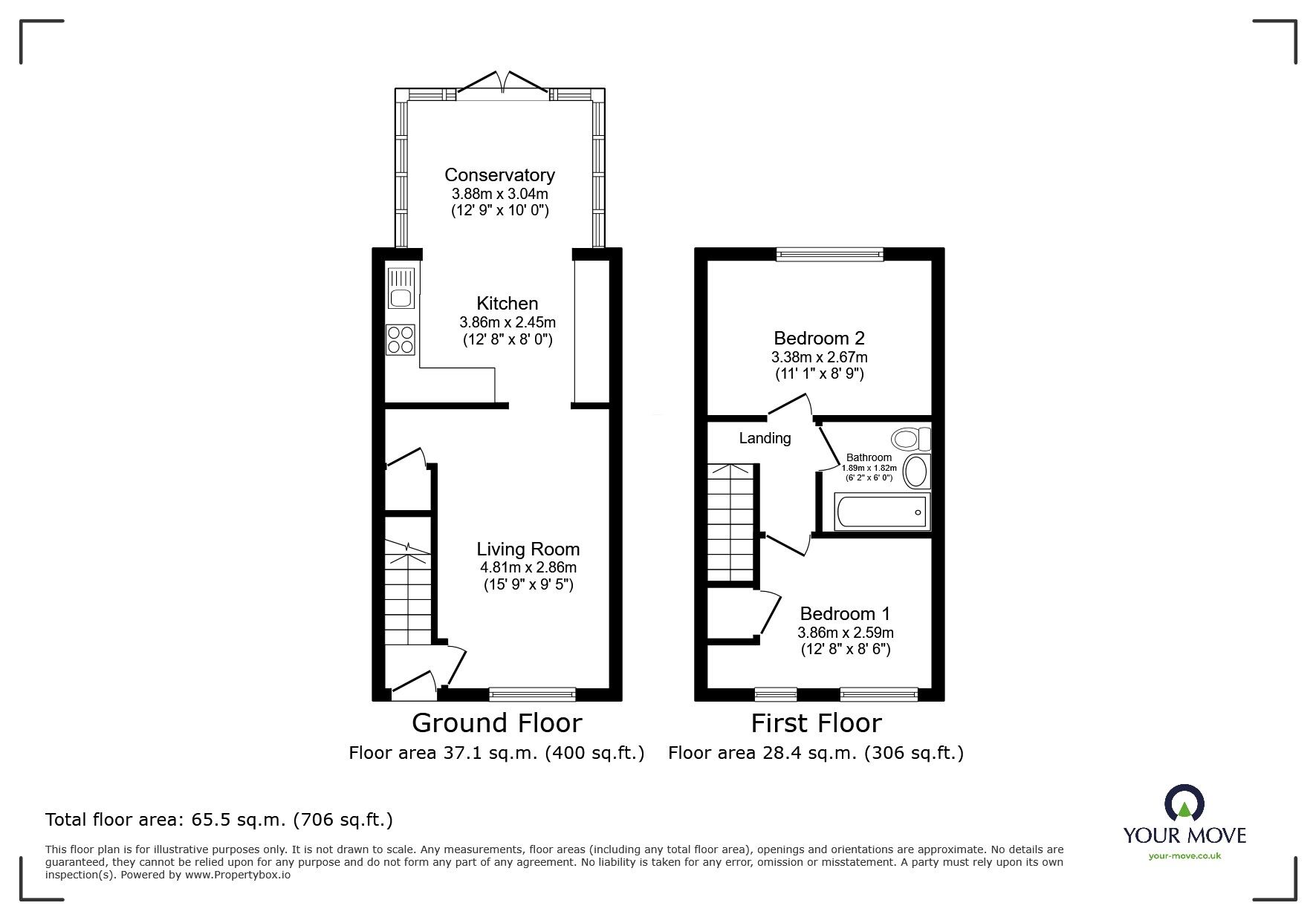 Floorplan of 2 bedroom Mid Terrace House to rent, Havenscroft Avenue, Eccles, Greater Manchester, M30